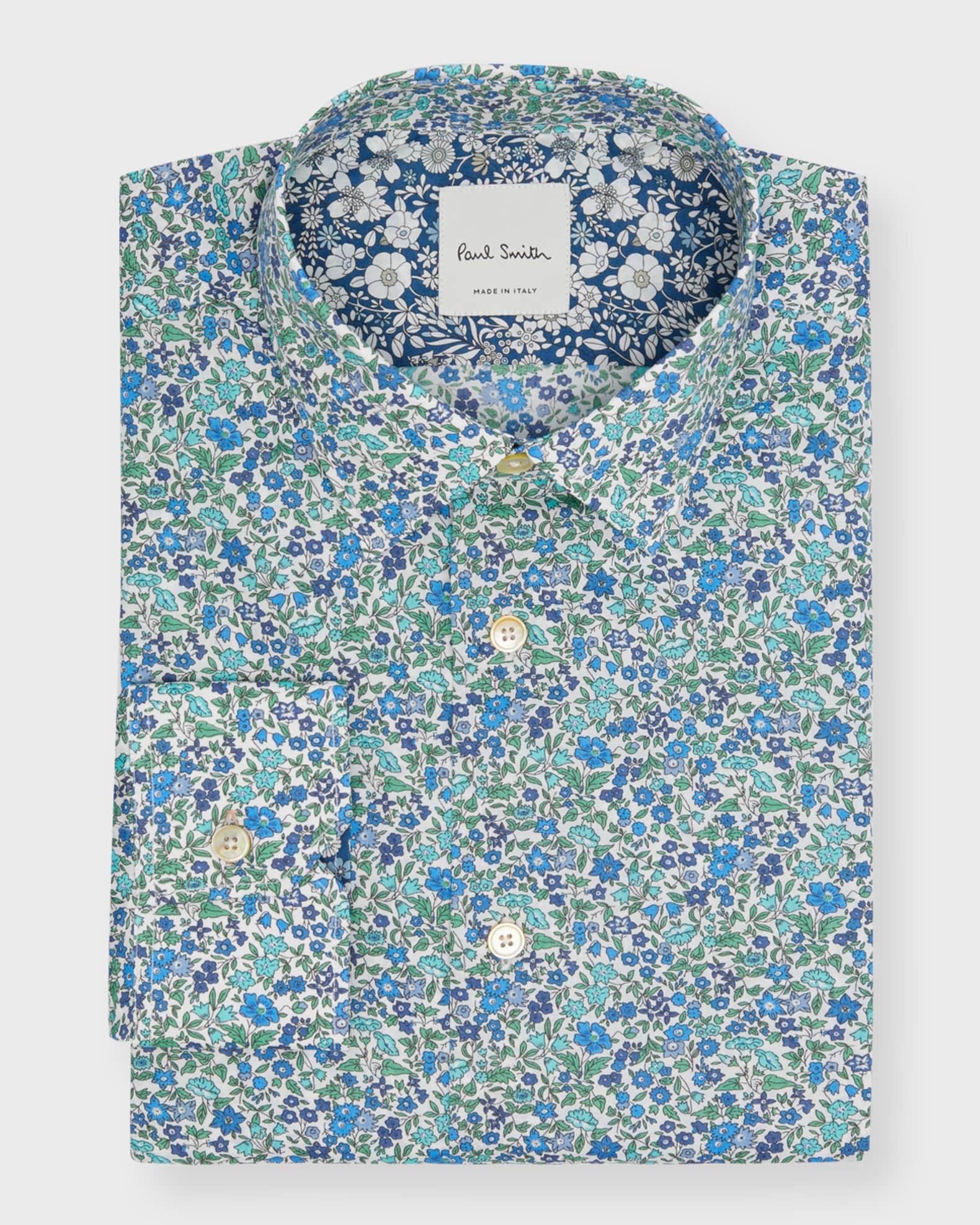 Paul Smith Men's Liberty Classic Fit Organic Cotton Sport Shirt ...