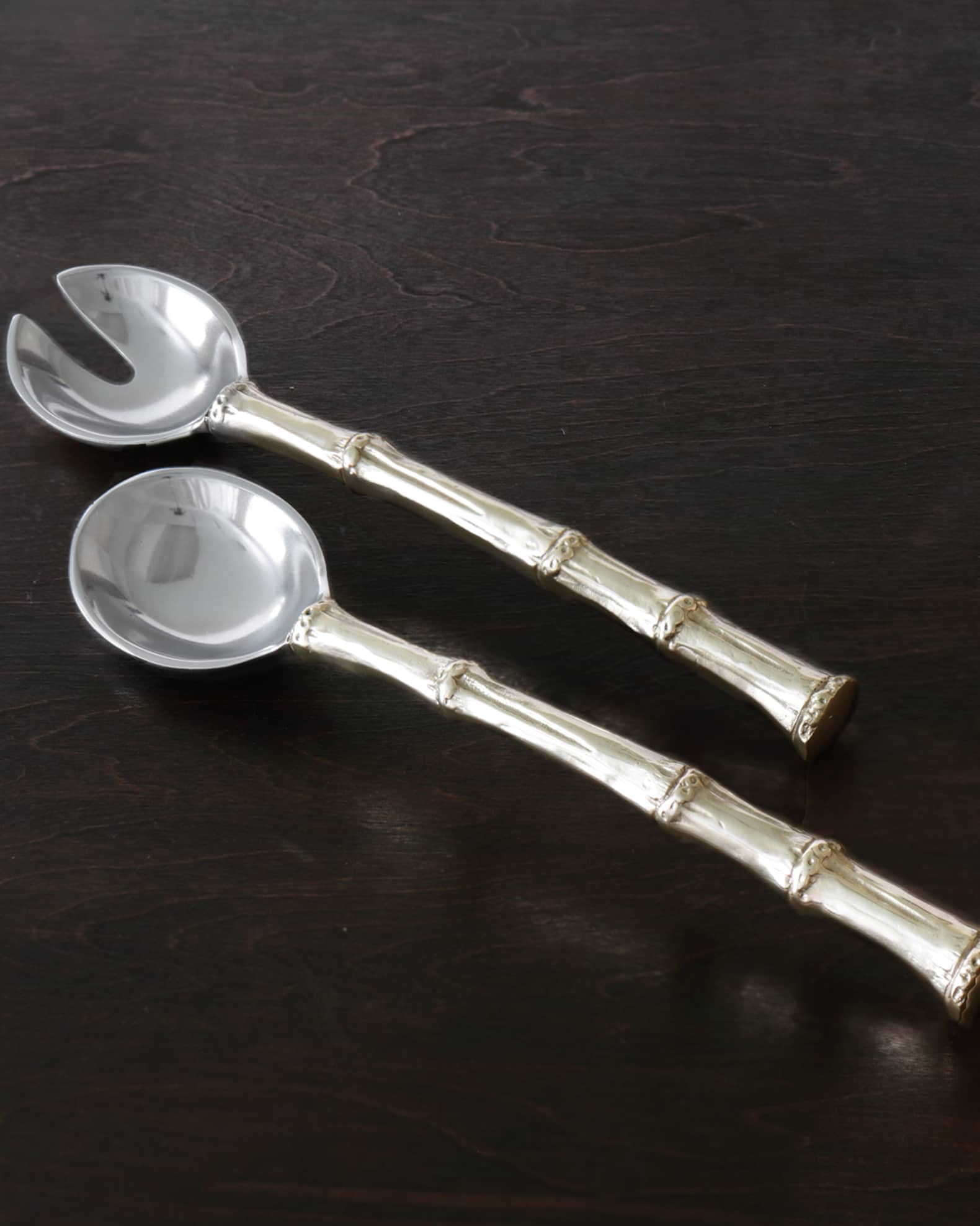 GARDEN Bamboo Salad Servers with Golden Handles 0