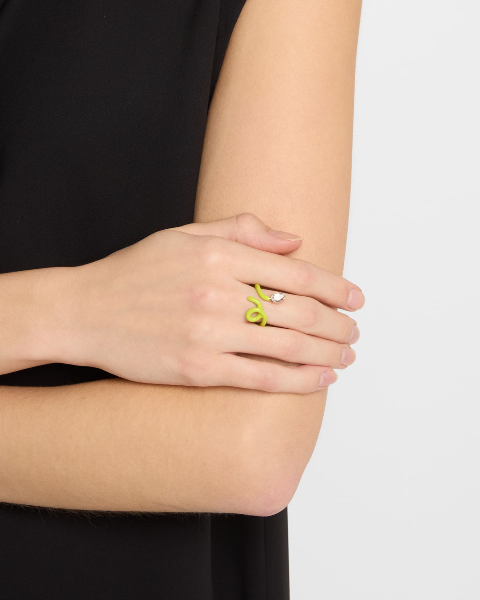 Bea Bongiasca Baby Vine Tendril Statement Ring with Lime