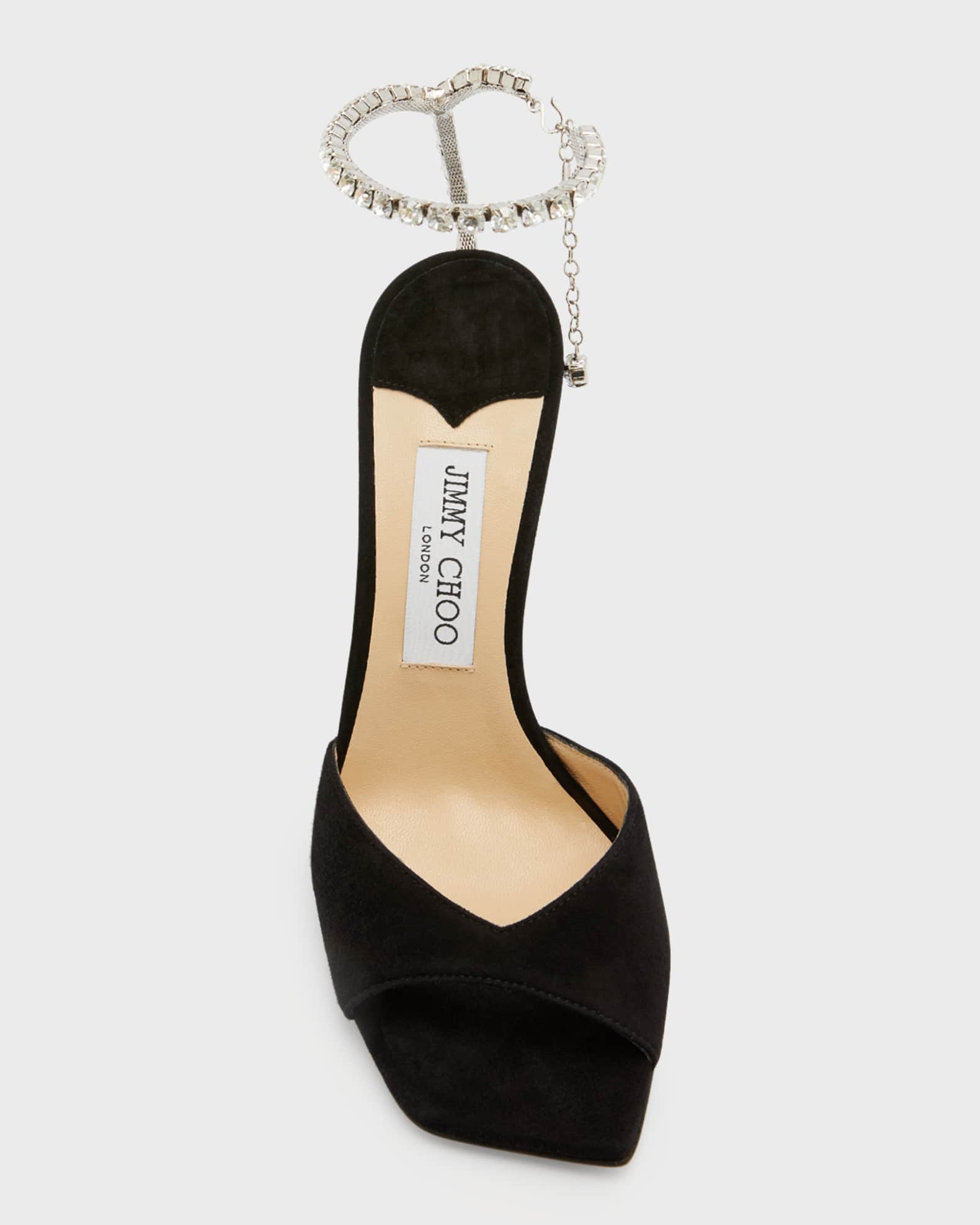 【関税&送料込】Jimmy Choo Saeda Sandals In Suede SAEDA SANDAL 100 | Black Suede Sandals with Crystal