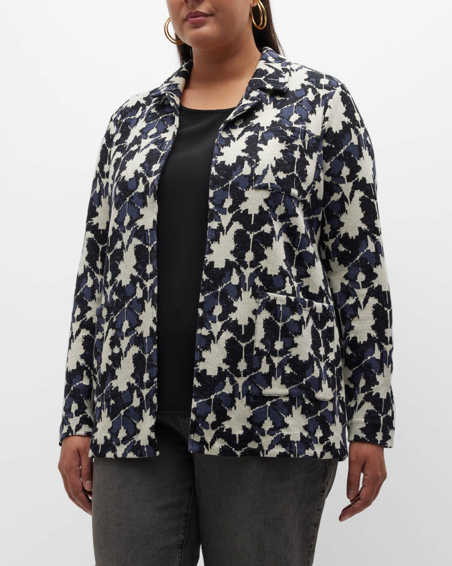NIC+ZOE Plus Plus Size Mosaic Mix Abstract-Print Knit Blazer 