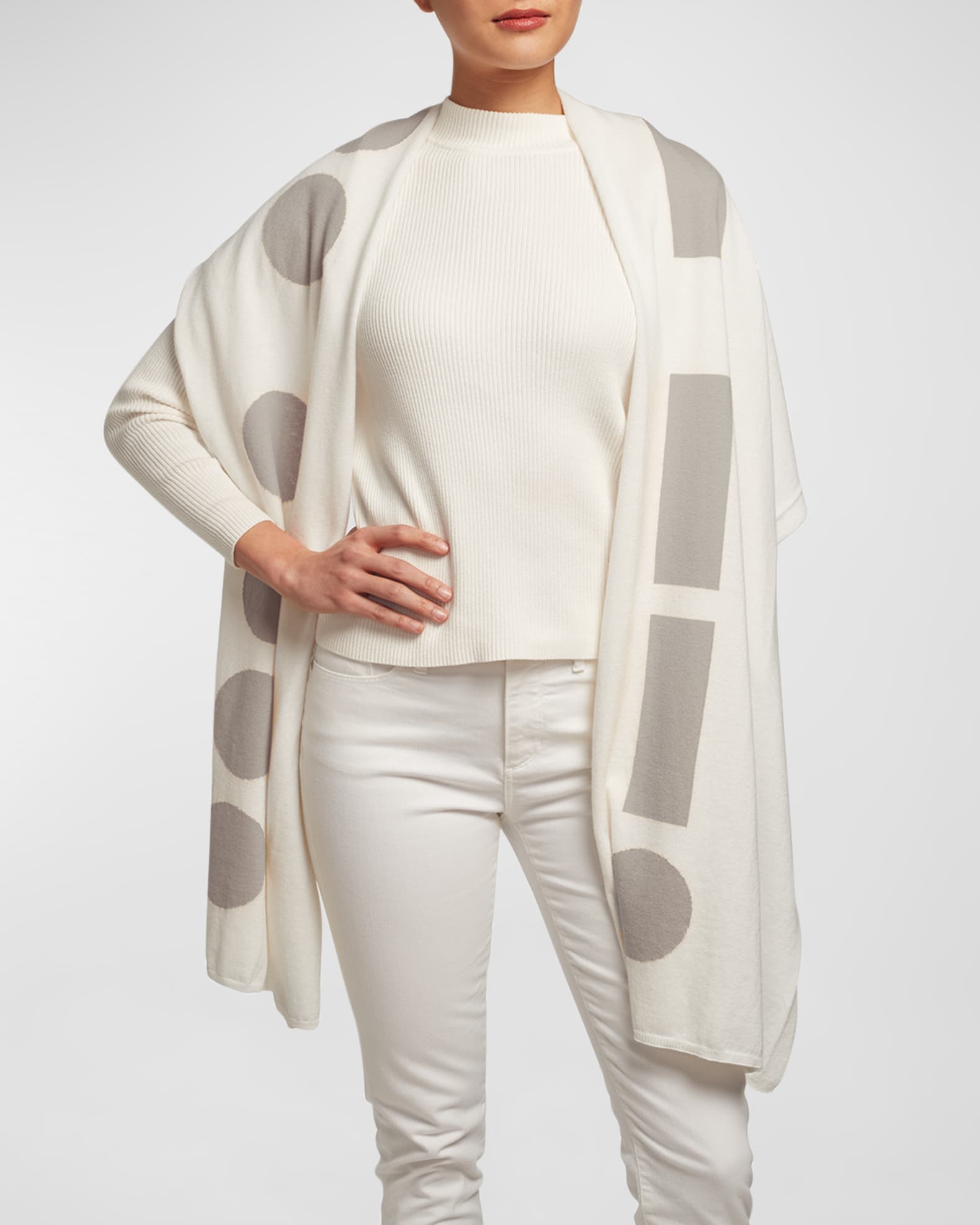 Morse Code Hug Knit Merino Wool-Blend Wrap  1