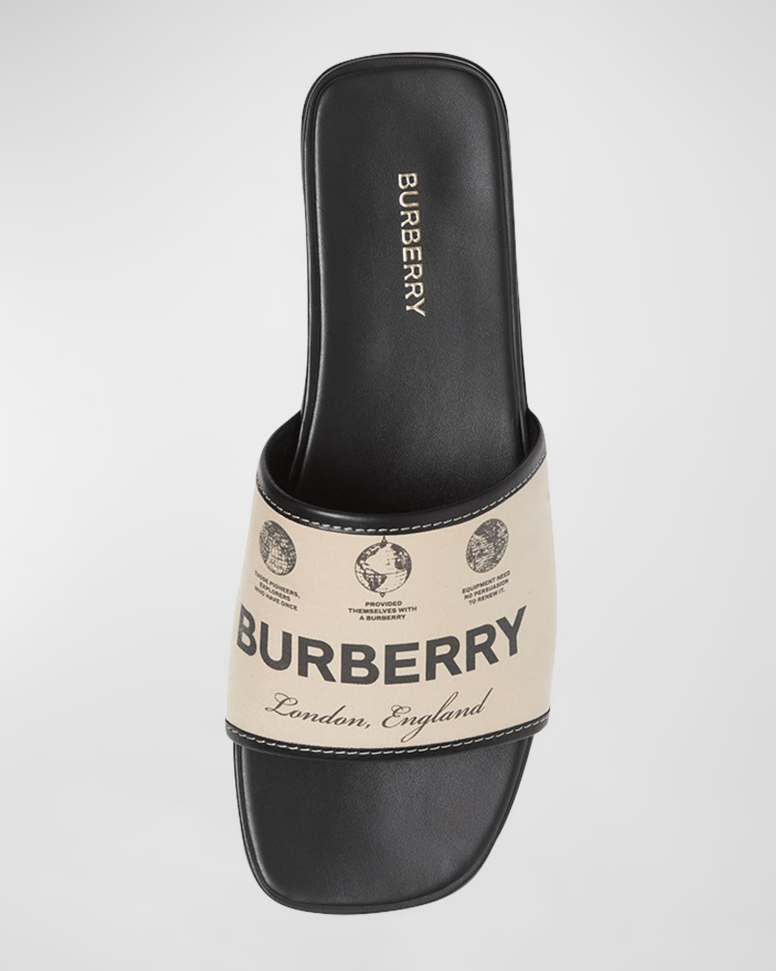 Burberry Carolyn Logo Flat Slide Sandals | Neiman Marcus