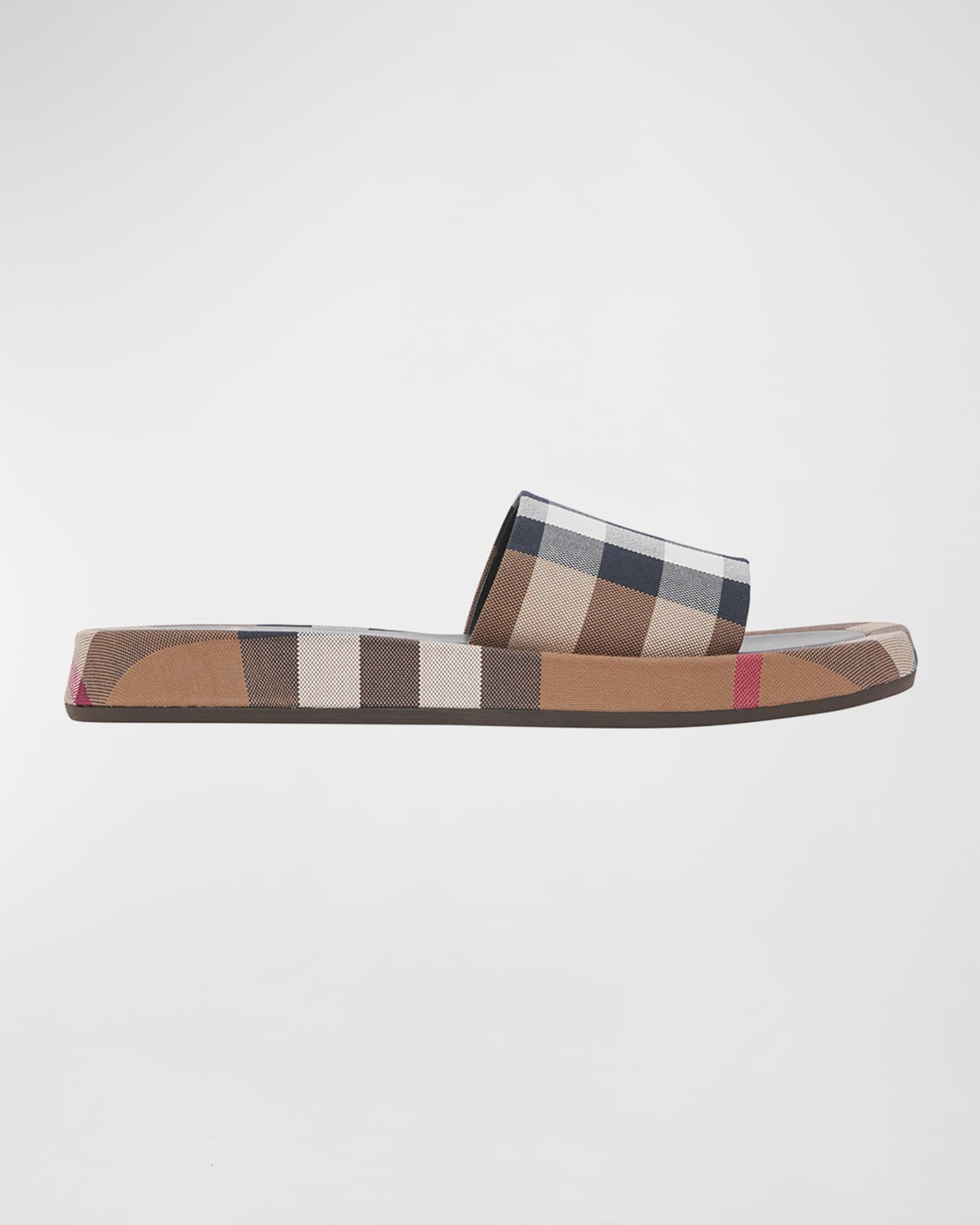 Burberry Cotton Check Slide Sandals | Neiman Marcus