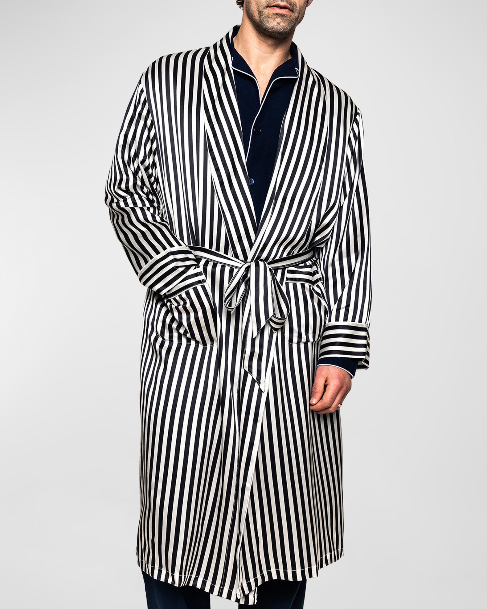 Petite Plume Men's Silk Bengal Stripe Robe | Neiman Marcus