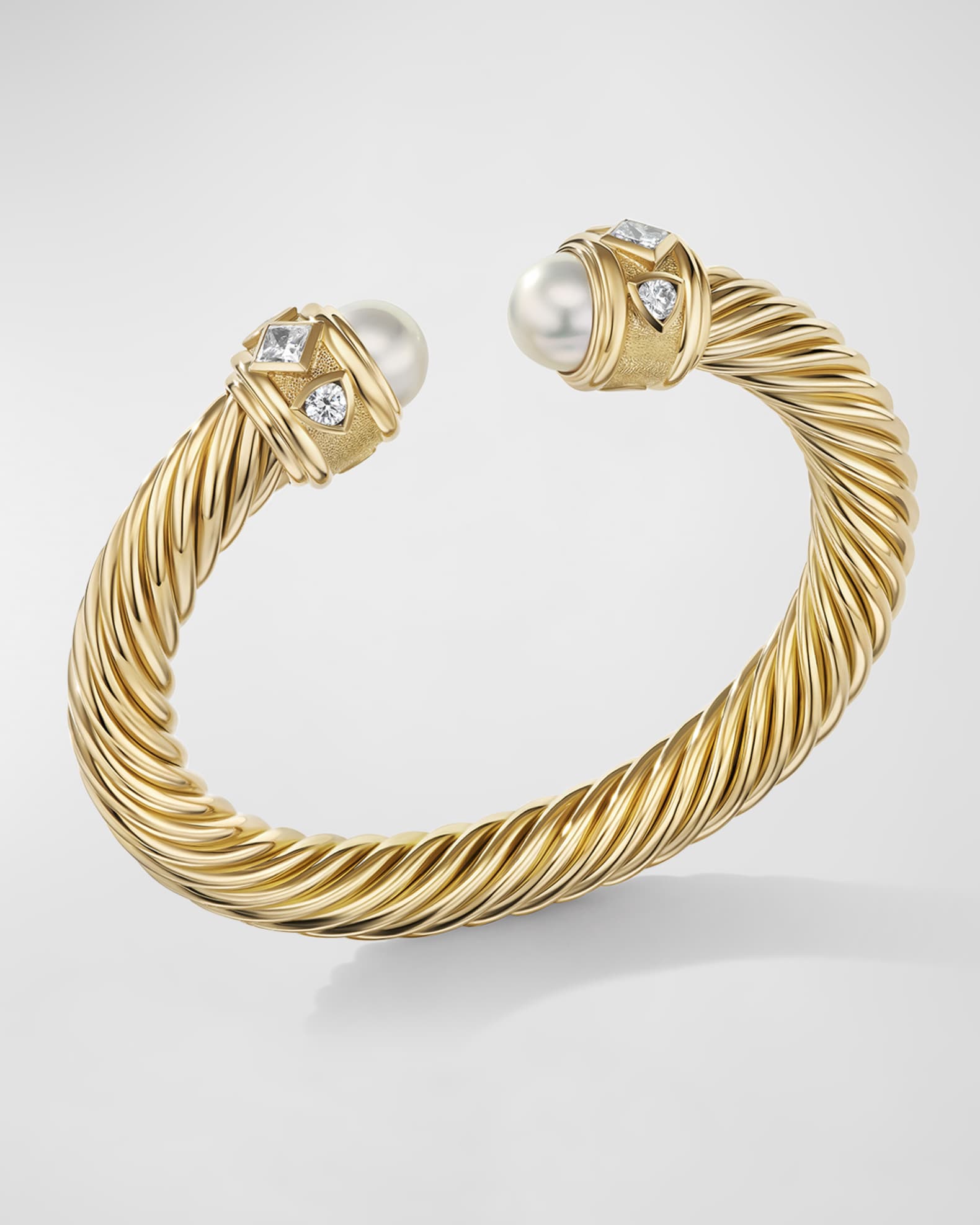 David Yurman Renaissance Bracelet with Pearls and Diamonds in 18K Gold
