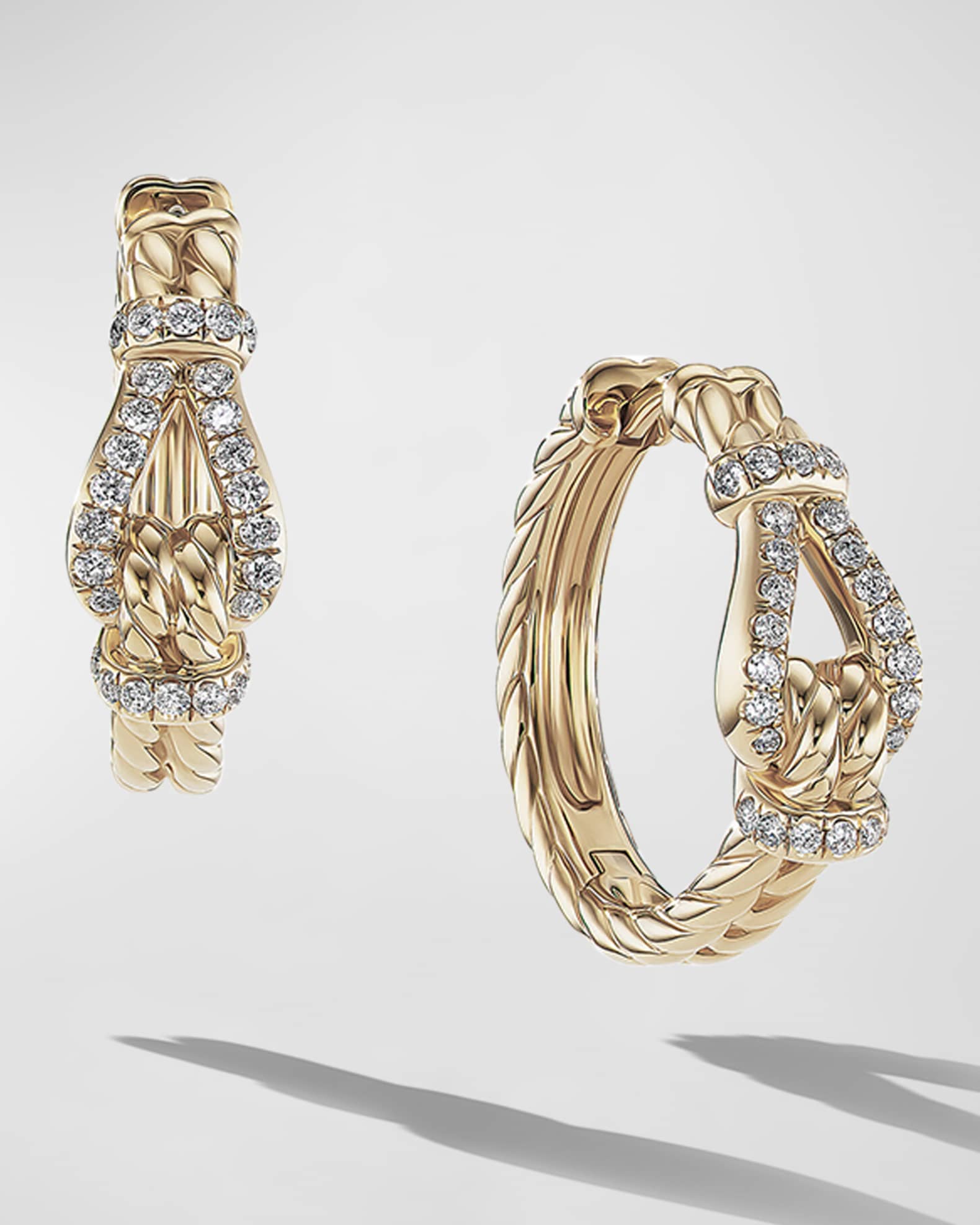 David Yurman Thoroughbred Loop Hoop Earrings with Diamonds in 18K Gold