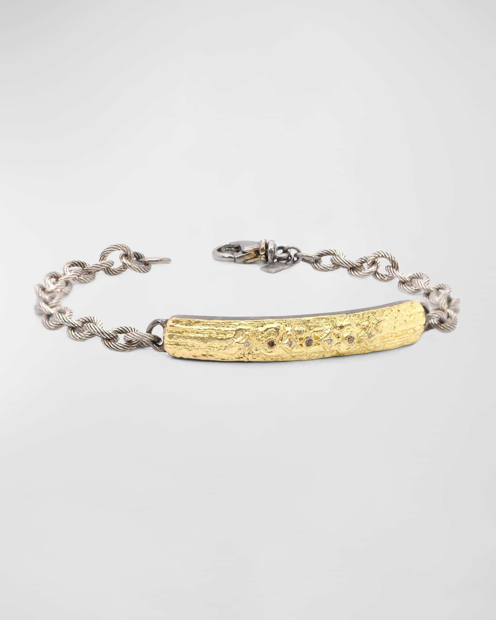 Men s 18K Gold Sterling Silver ID Bracelet