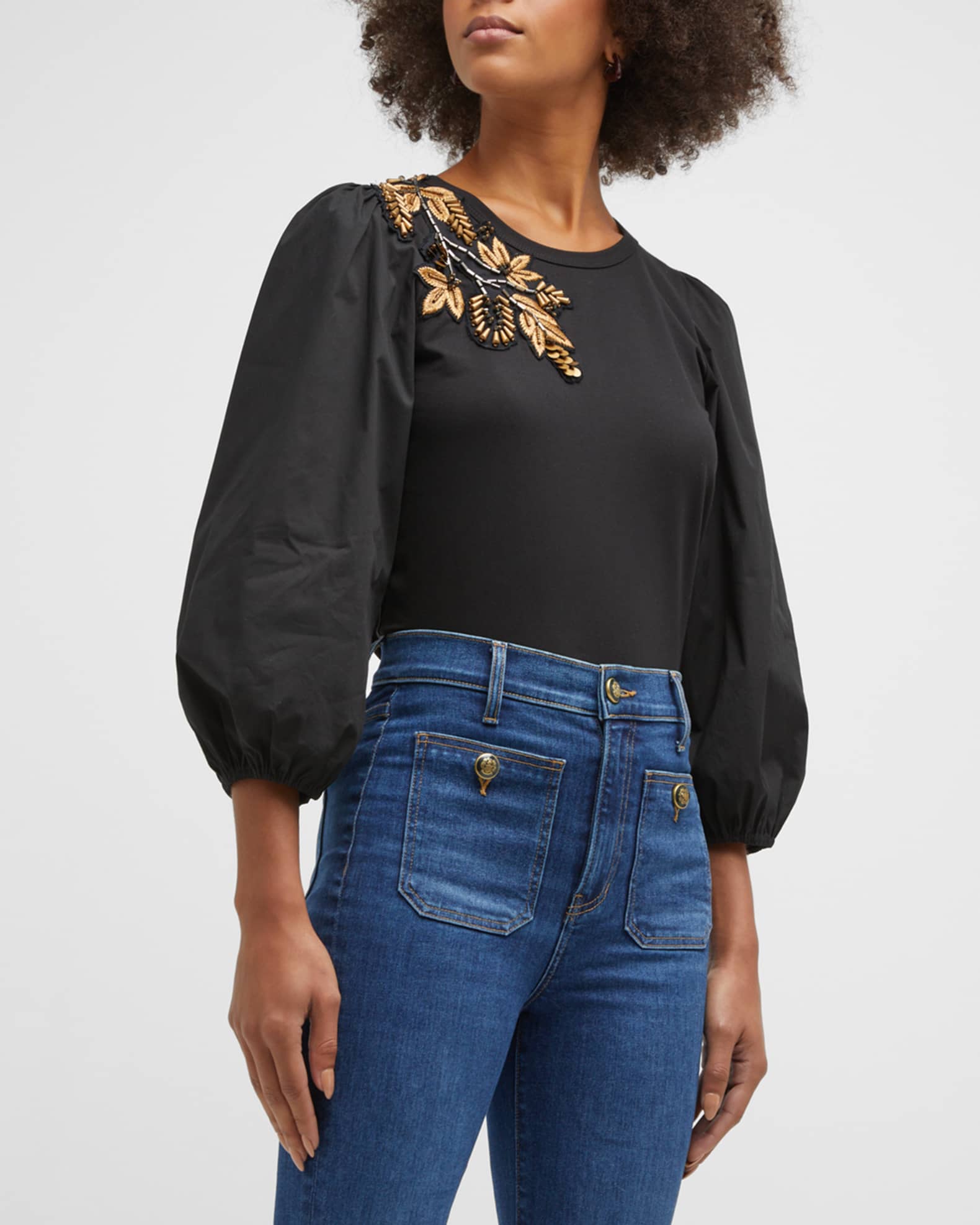 Eden Embroidered Puff Sleeve Top