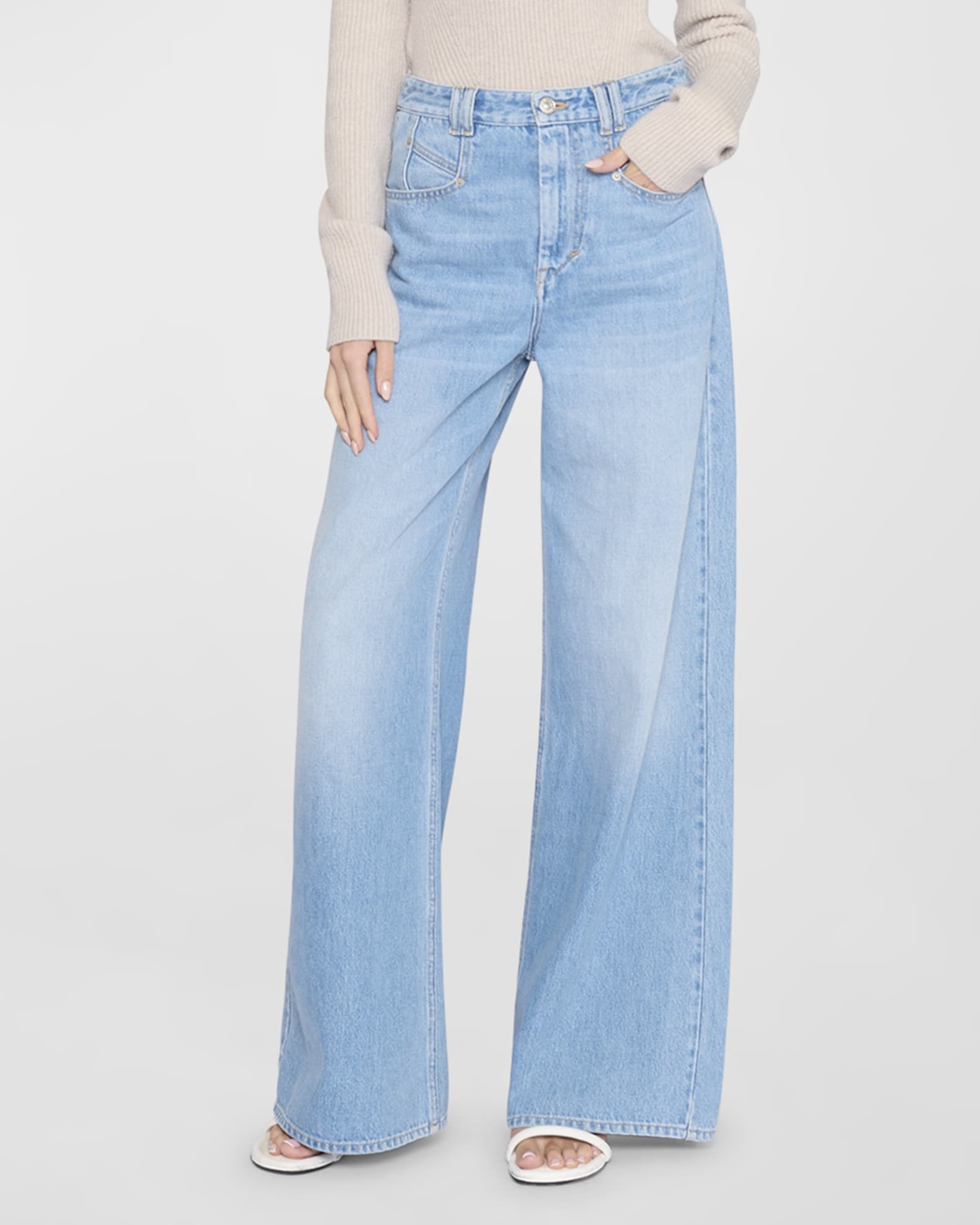 Isabel Marant Lemony Wide-Leg Denim Jeans | Neiman Marcus