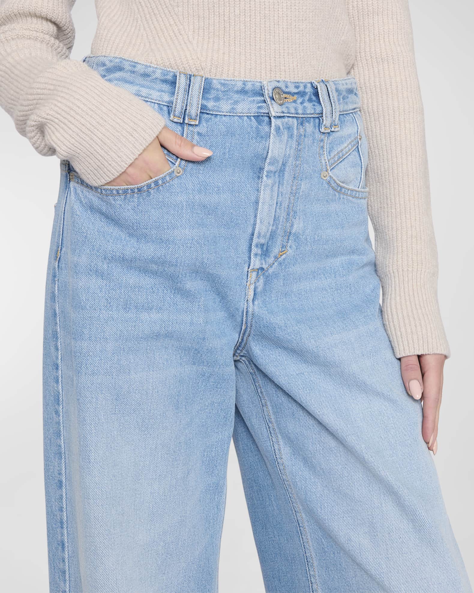 Isabel Marant Lemony Wide-Leg Denim Jeans | Neiman Marcus