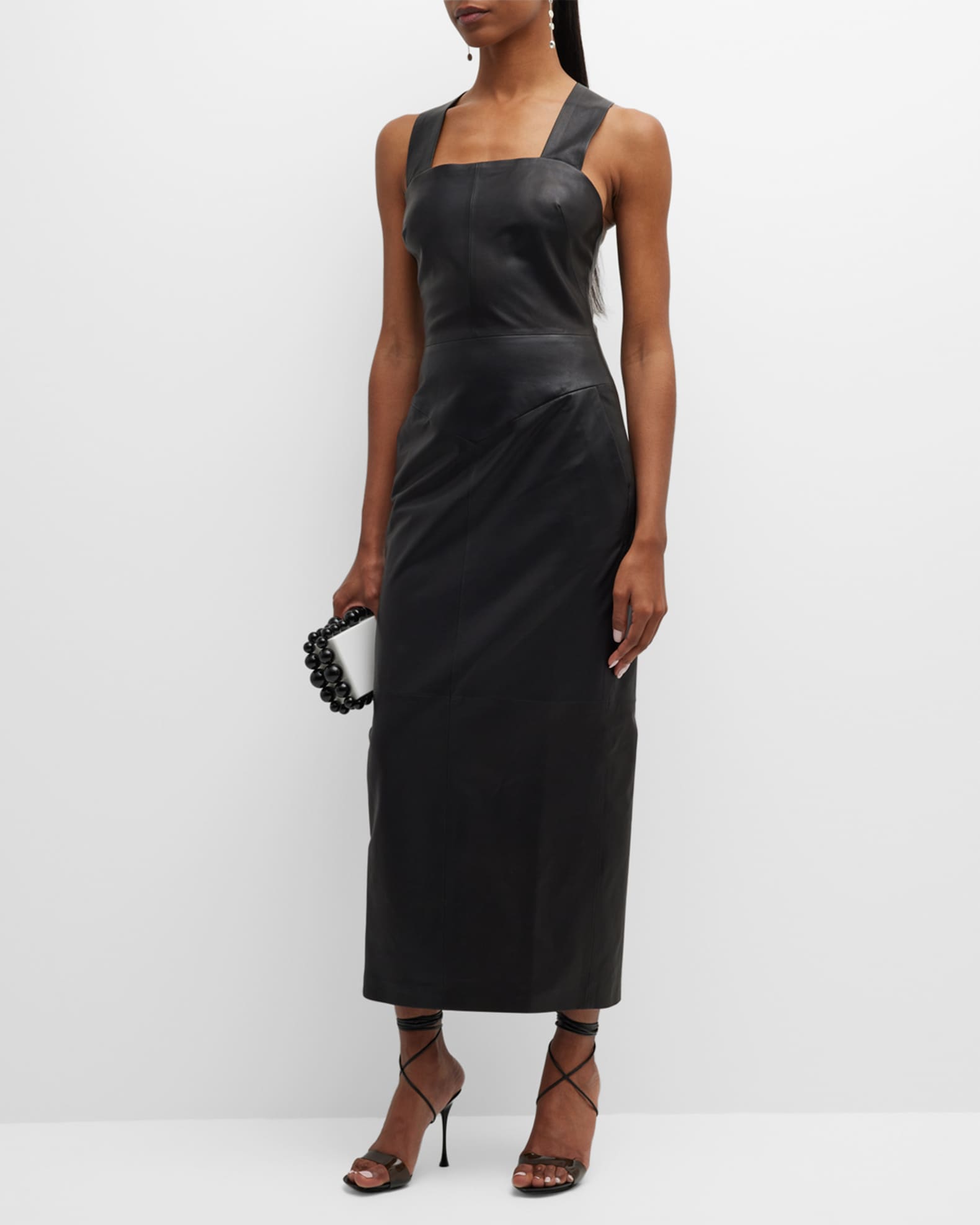 Clement Sleeveless Leather Maxi Dress 1