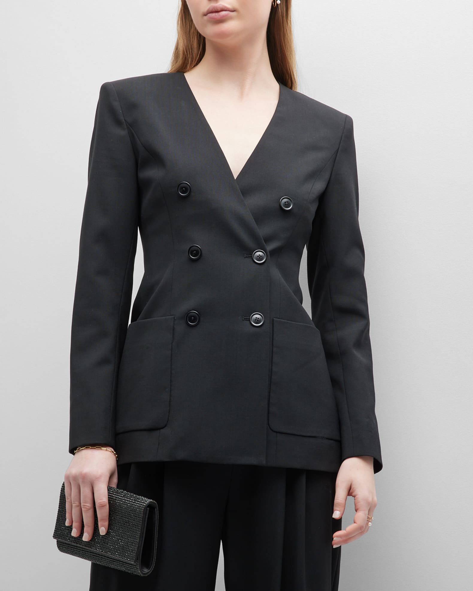 Fashion Double Breasted Slim Blazer Suit Set