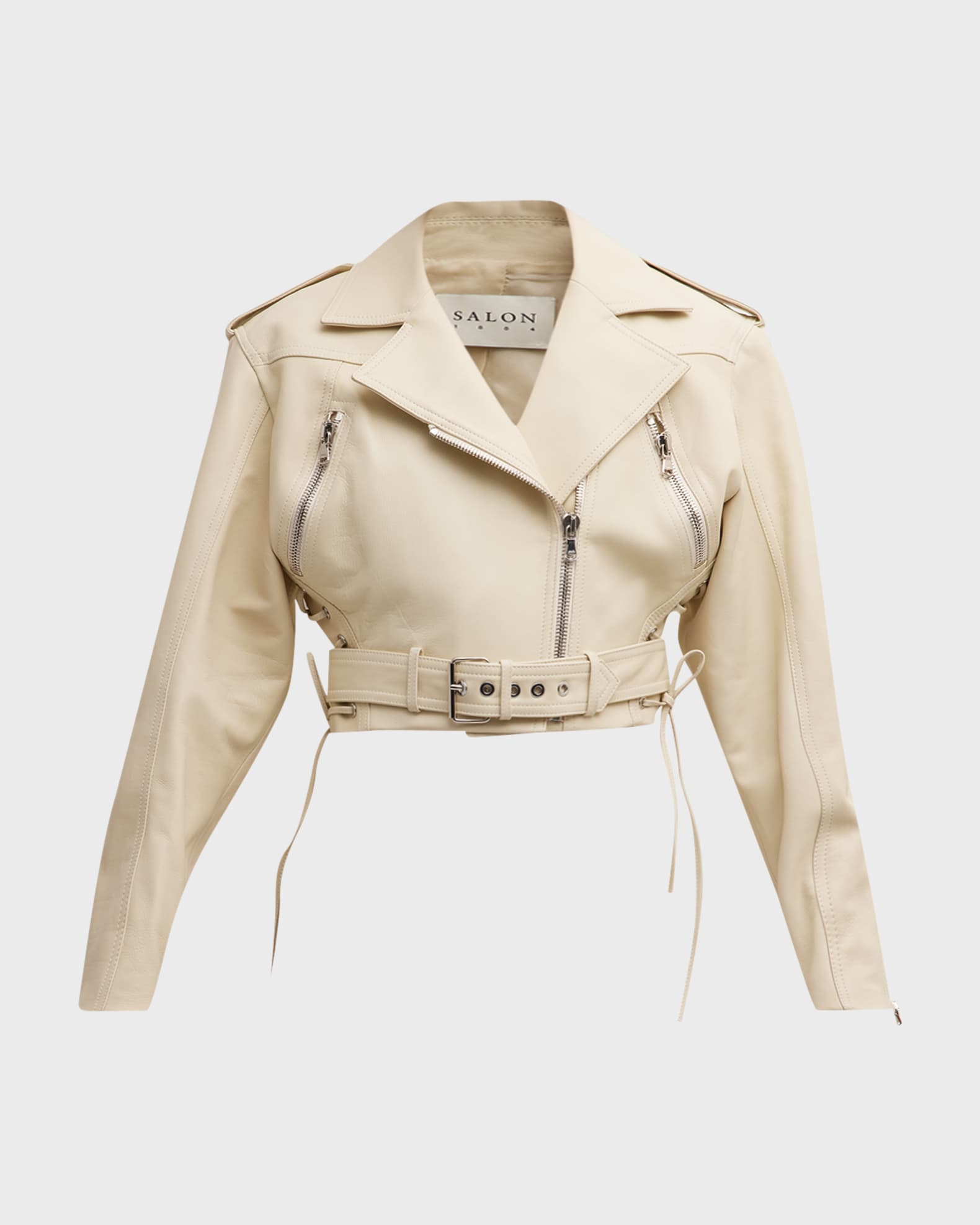 Salon 1884 Jane Leather Crop Moto Jacket | Neiman Marcus