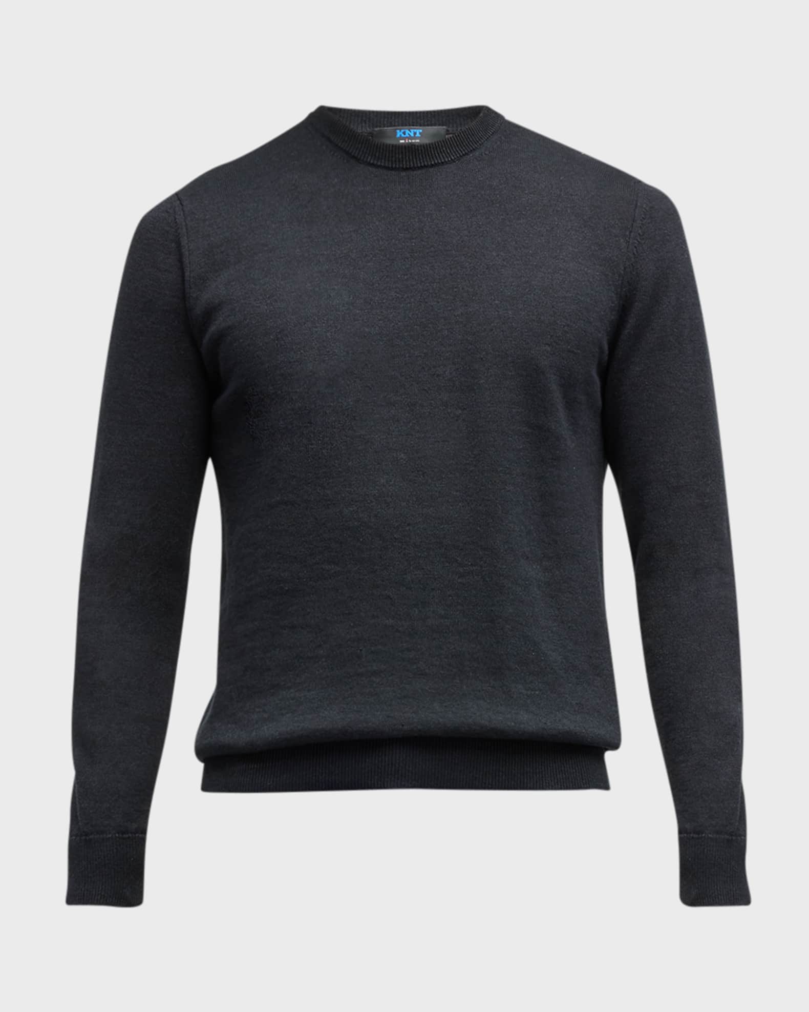 KNT Men's Black Crewneck Knit Sweater | Neiman Marcus