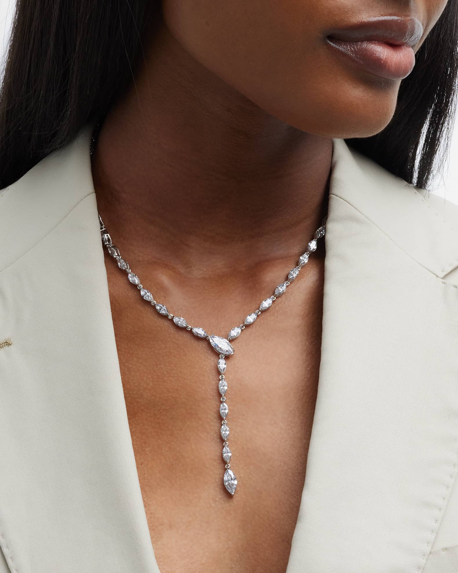Cubic Zirconia Y Drop Necklace