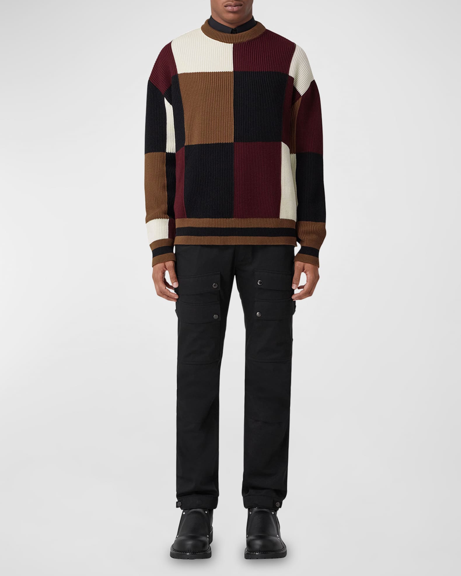 betreden Verbazing Beukende Burberry Men's Ribbed Patchwork Sweater | Neiman Marcus