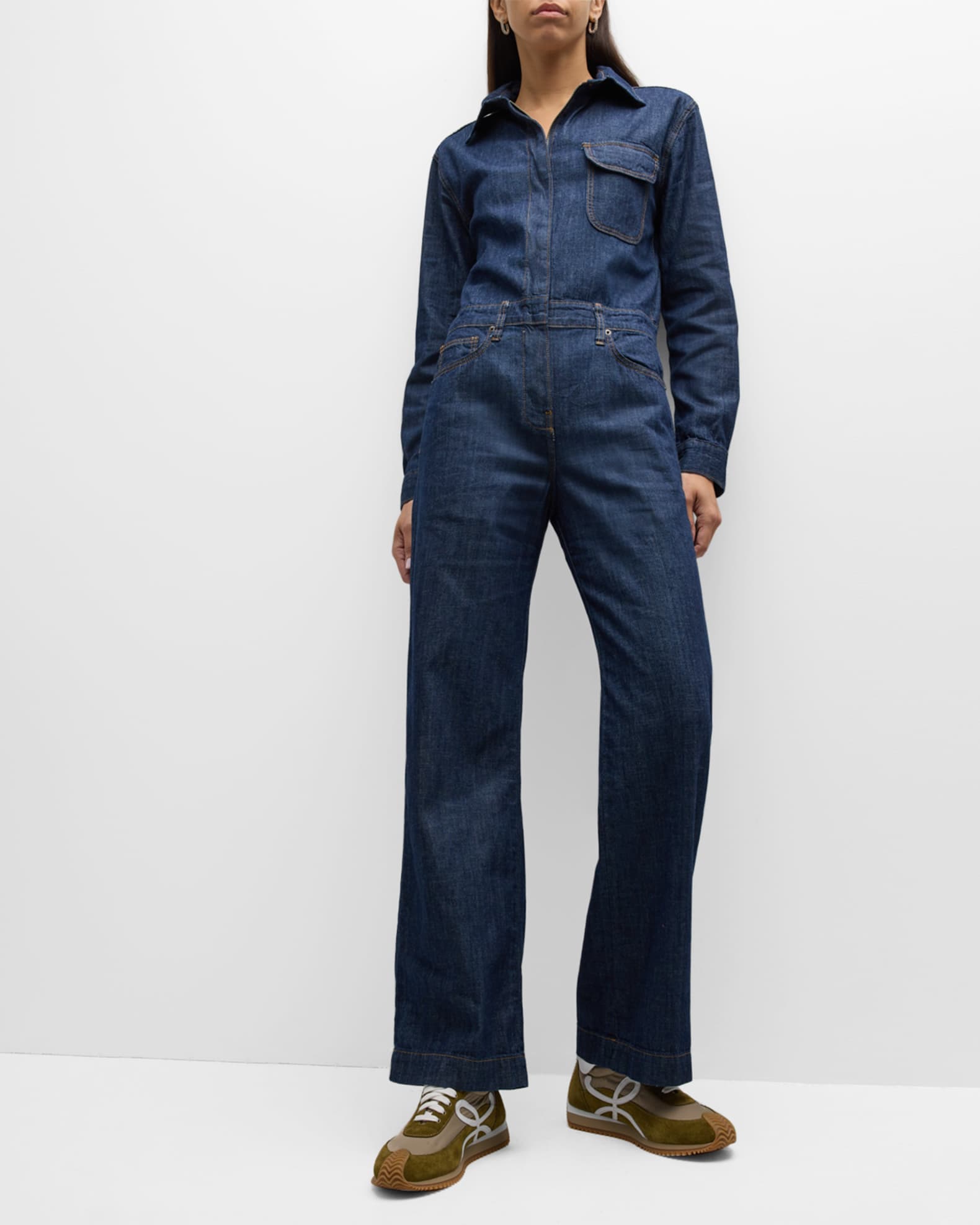 Rivet Utility Boyfriend Denim Utility Jumpsuit Neiman Marcus