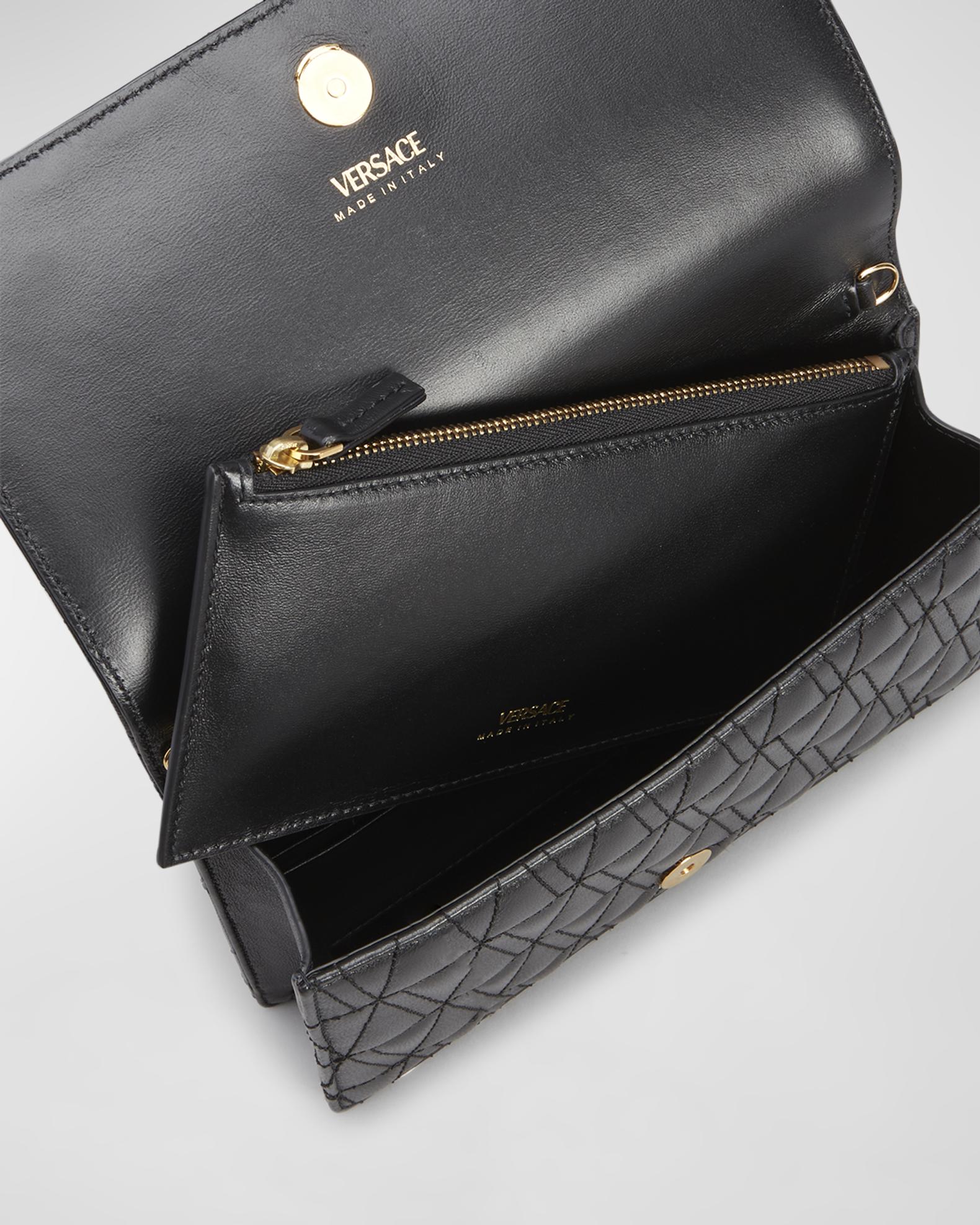 Versace Virtus Quilted Leather Wallet on Chain | Neiman Marcus