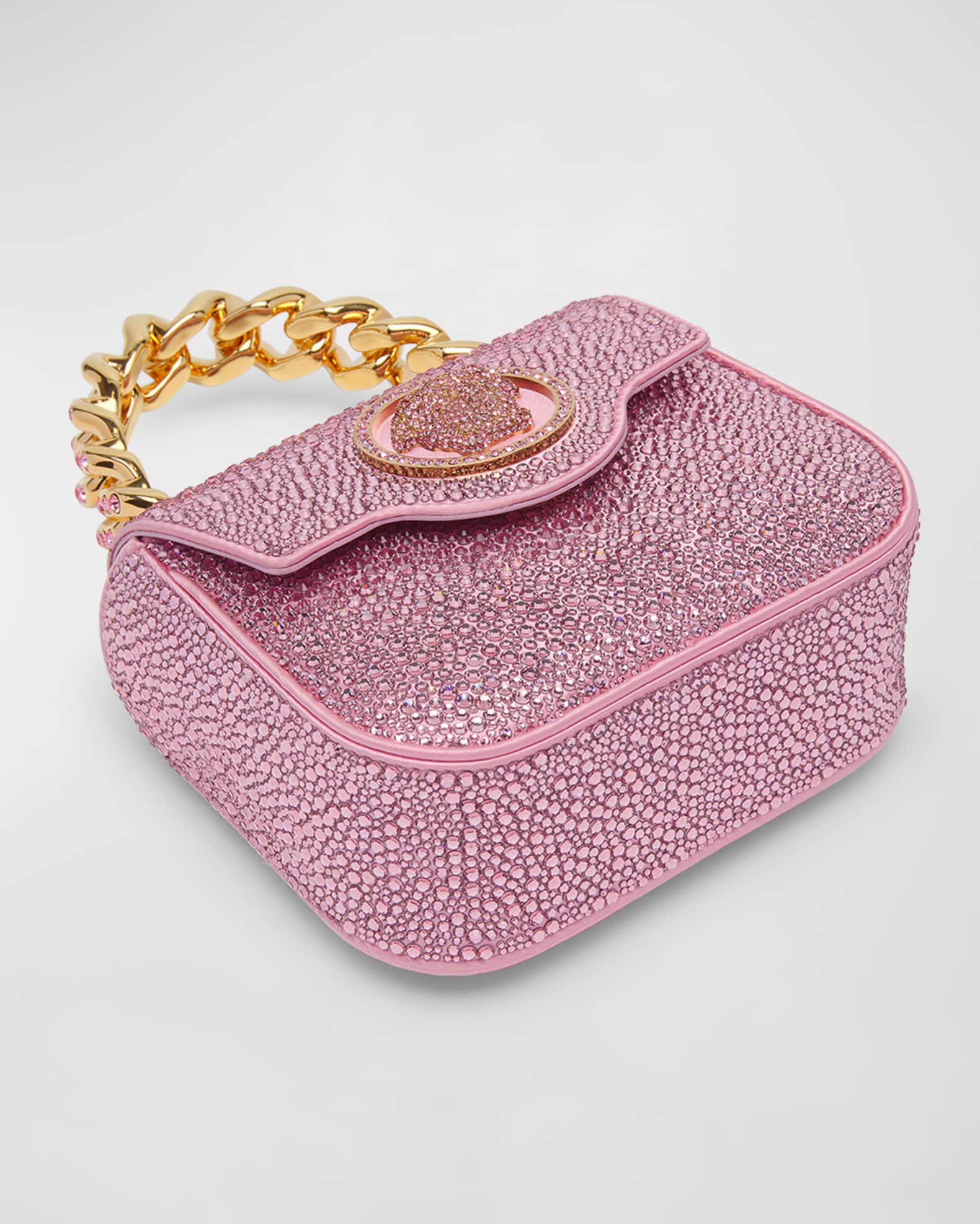 Versace La Medusa Crystal Silk Mini Top Handle Crossbody Bag – Queen Bee of  Beverly Hills
