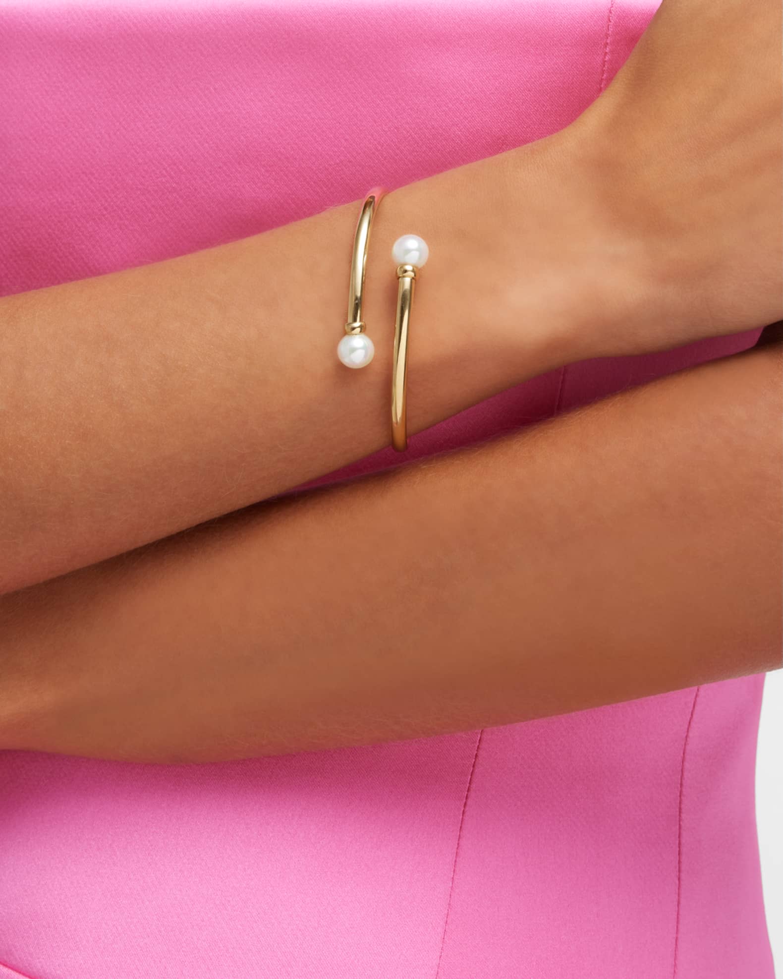 Galatea Pearl Bypass Bracelet, Gold 1