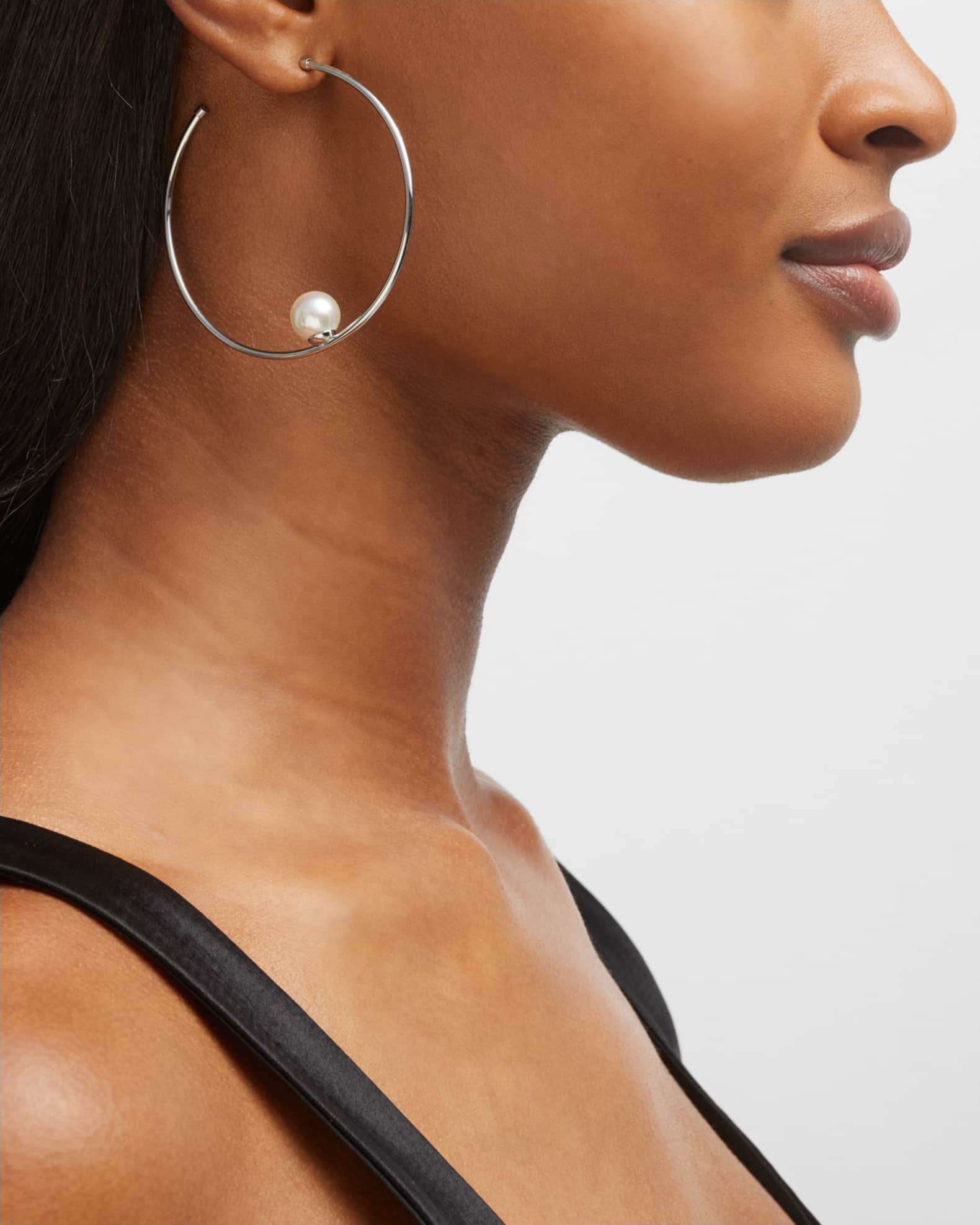 Majorica Marianela Floating Pearl Hoop Earrings Neiman Marcus