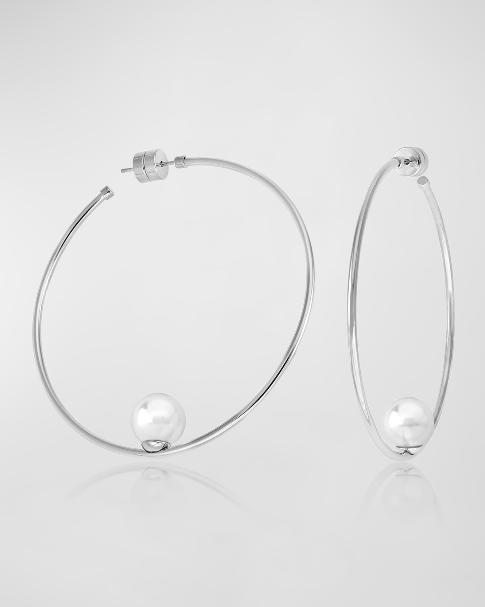 Majorica Marianela Floating Pearl Hoop Earrings Neiman Marcus