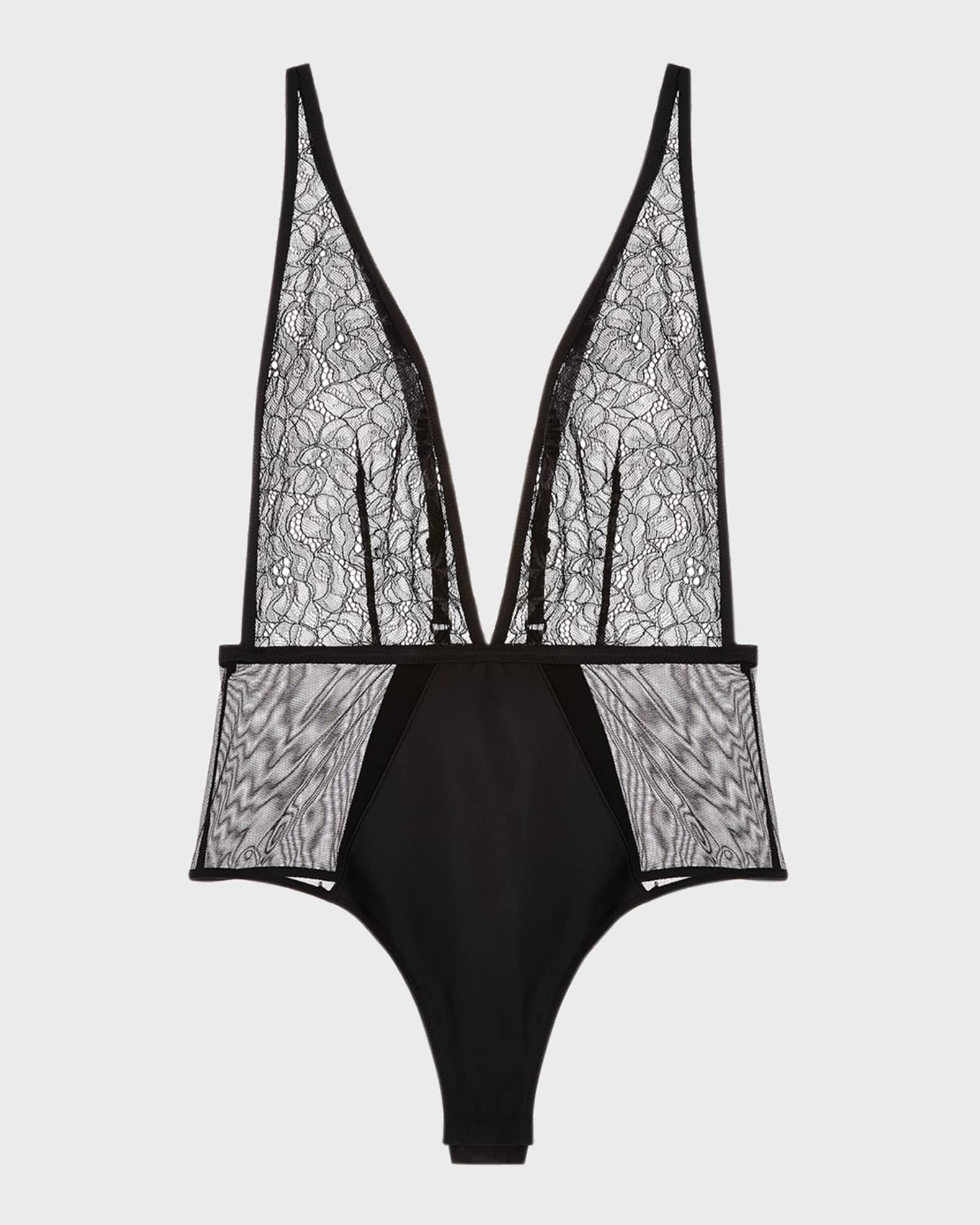 Lace plunge bodysuit top