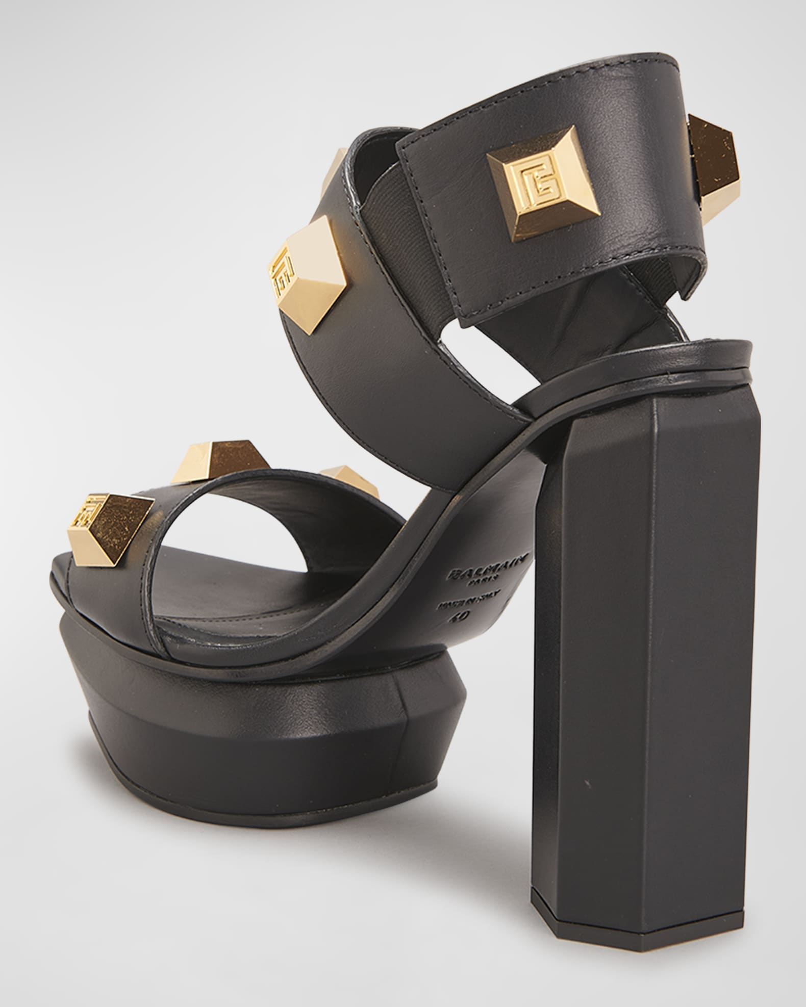 Balmain Ava Studded Platform Sandals Neiman Marcus