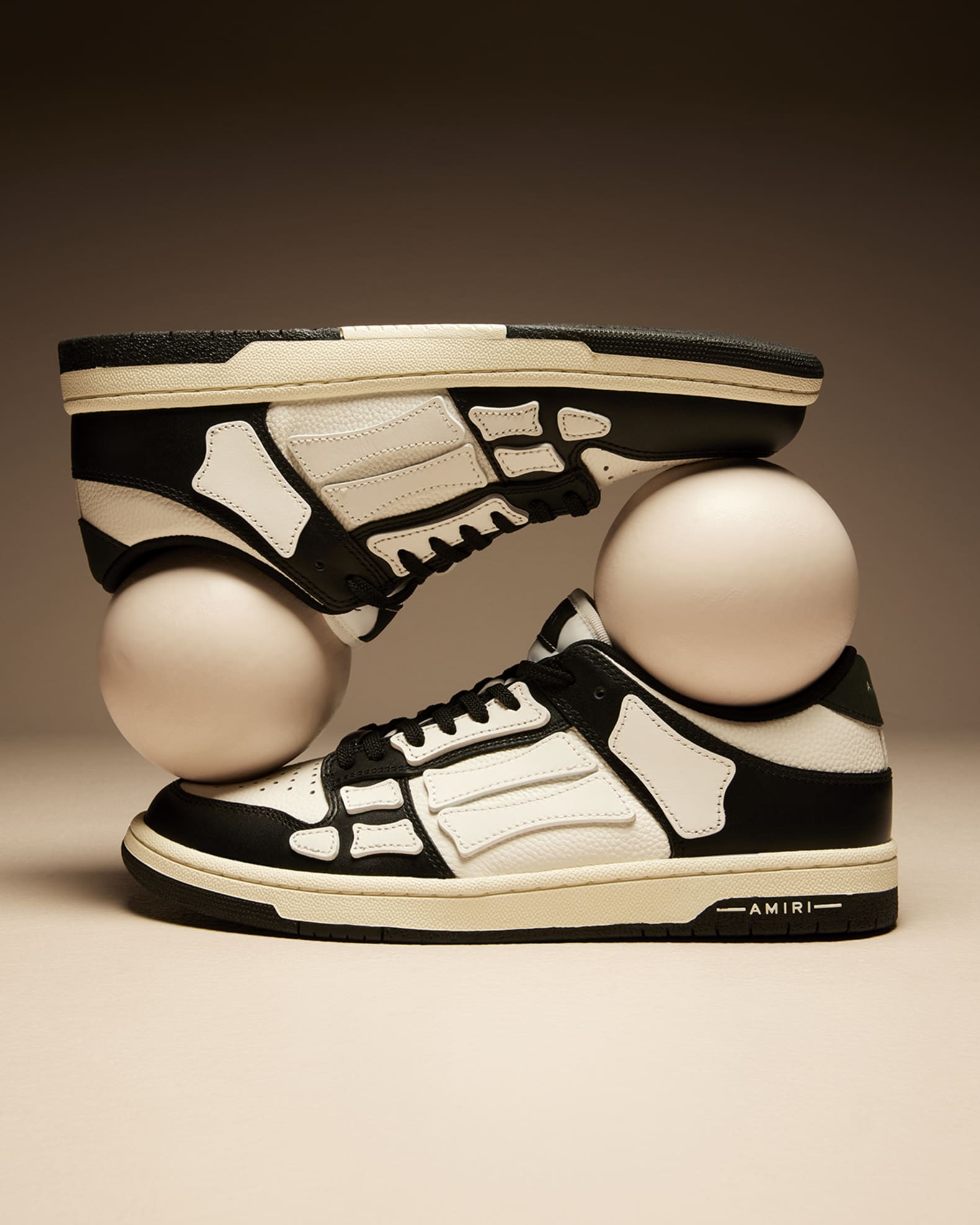 スニーカー AMIRI Two-tone leather Skel sneakers Shop Amiri Skel Two-Tone Leather Low-Top Sneakers | Saks