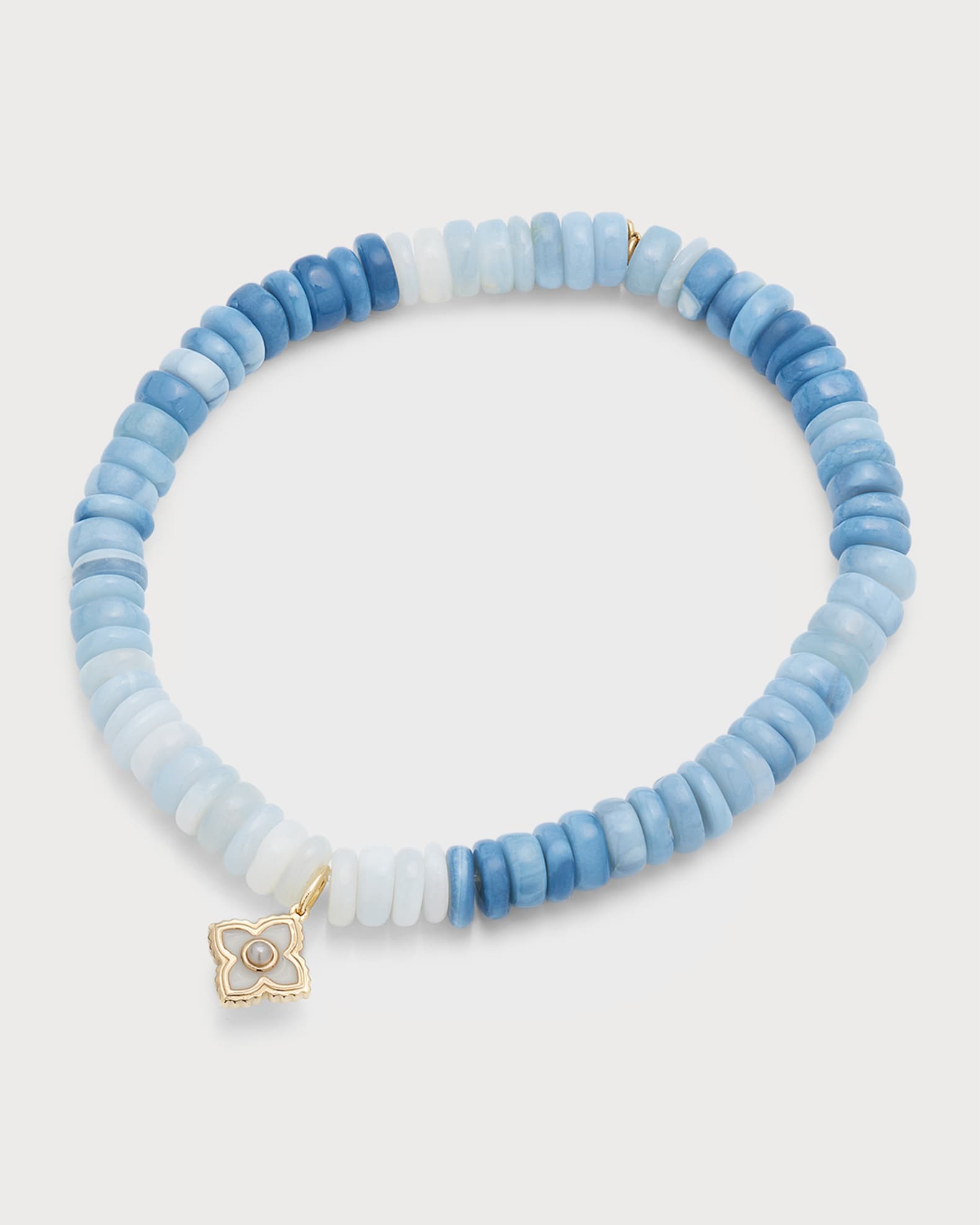 Sydney Evan Blue Opal Heishi Bracelet with Enamel Charm