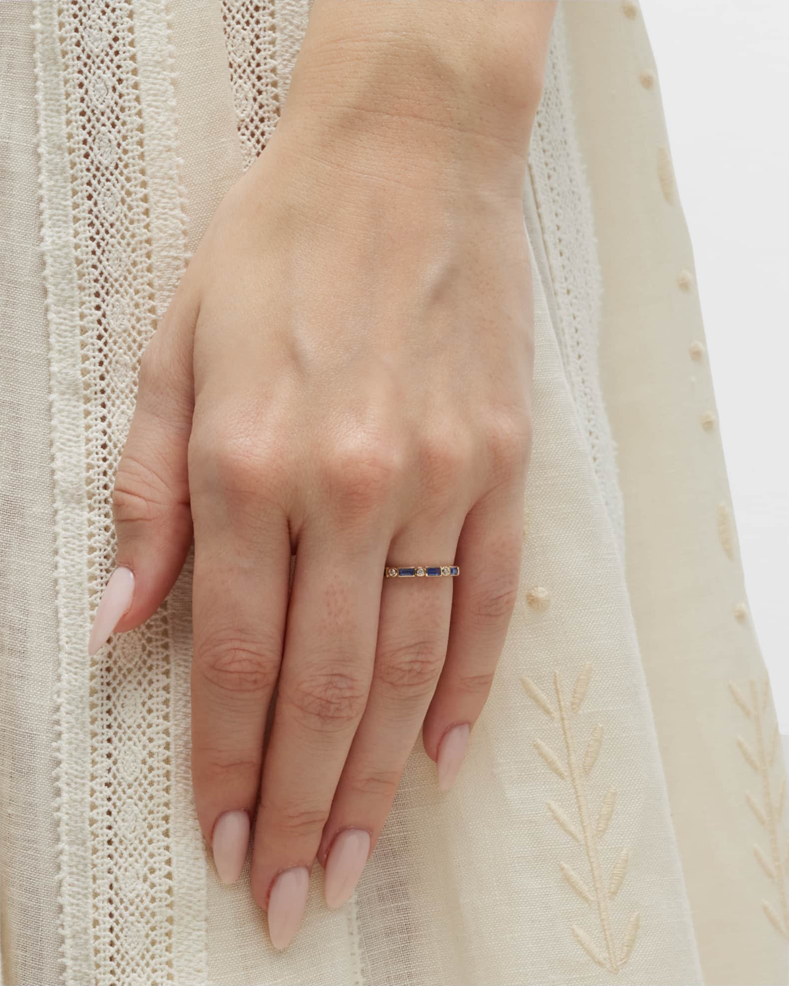 Baguette and Round Bezel Eternity Ring 1