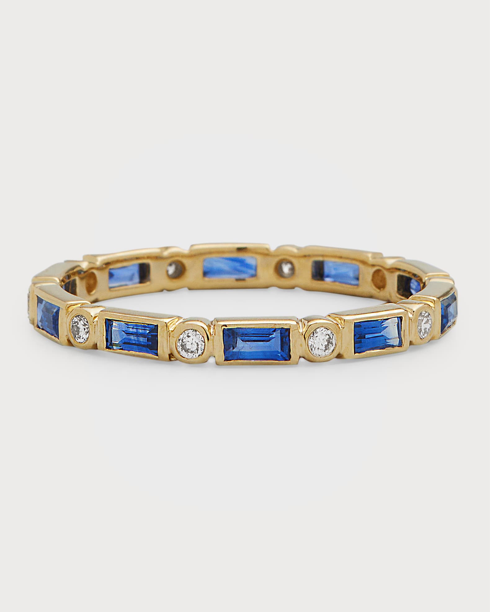 Baguette and Round Bezel Eternity Ring 0