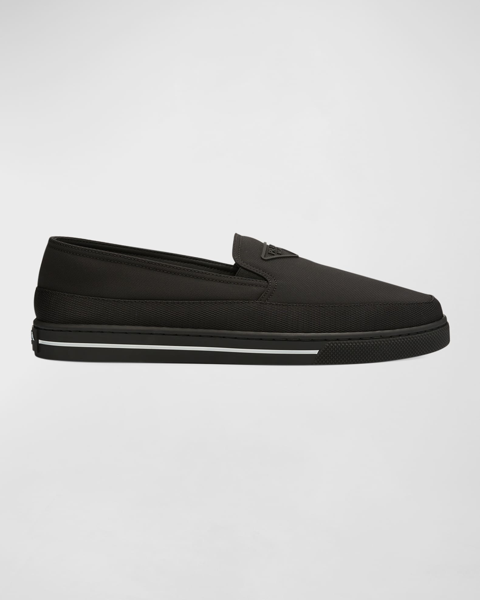 Men's Triangle Logo Nylon Slip-On Loafers 0