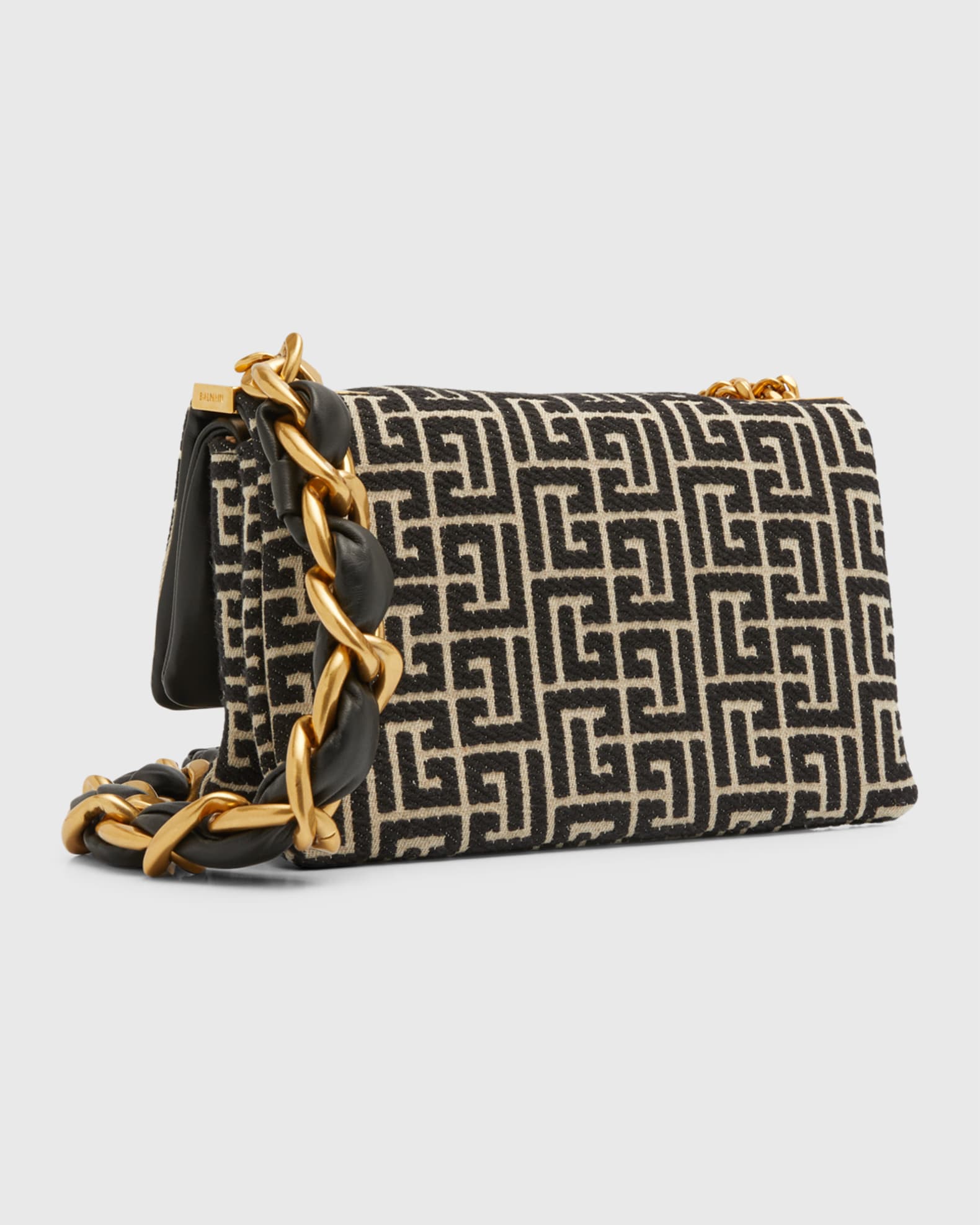 BALMAIN 1945 モノクラム ミティアム ショルタハック 【関税込】 1945 Soft mini bag with jacquard monogram black black