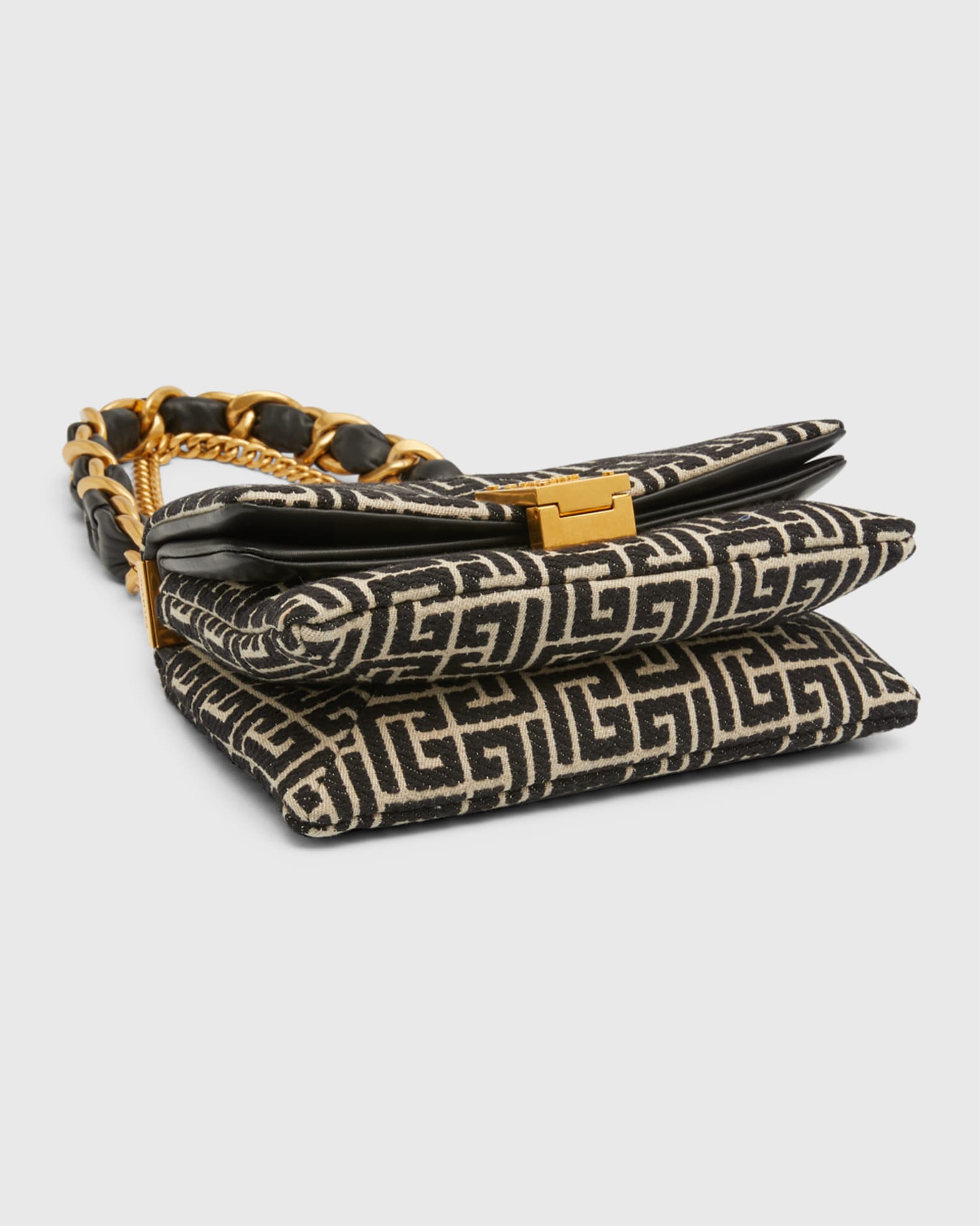 Balmain 1945 Soft Small Shoulder Bag in Monogram Jacquard