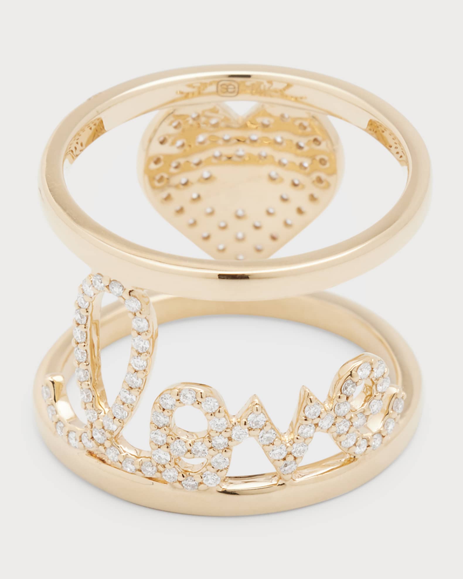 Diamond Pave Large Love Double Band Ring, Size 7 0