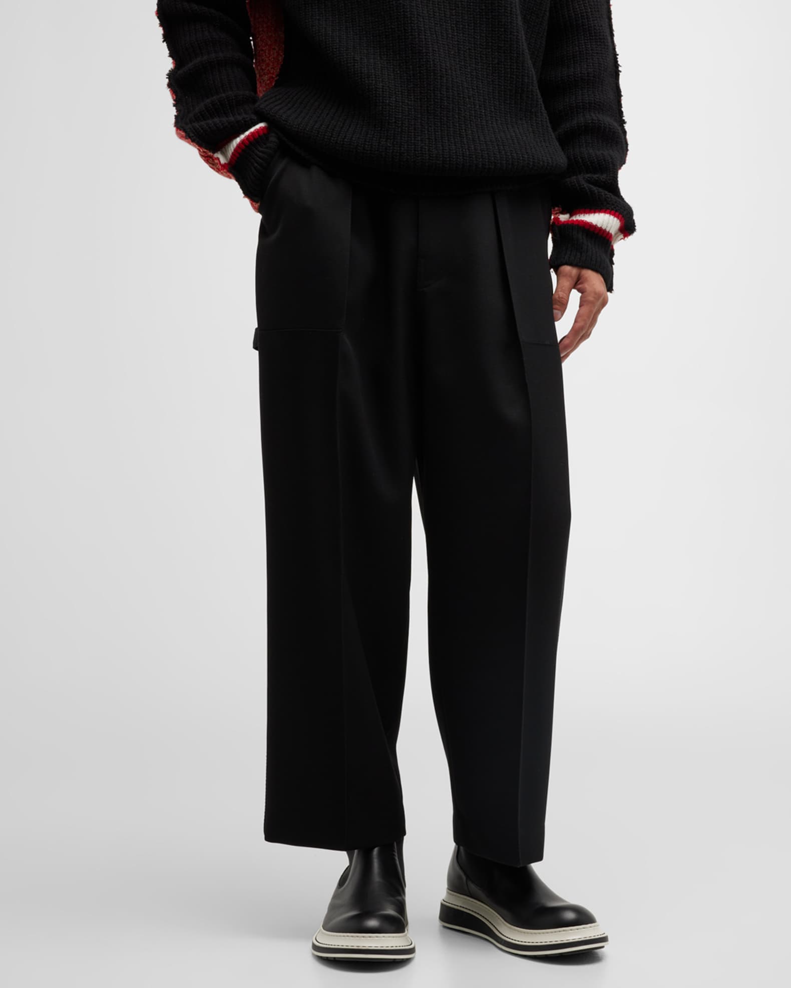 Loewe Men's Low-Crotch Pleated Trousers | Neiman Marcus