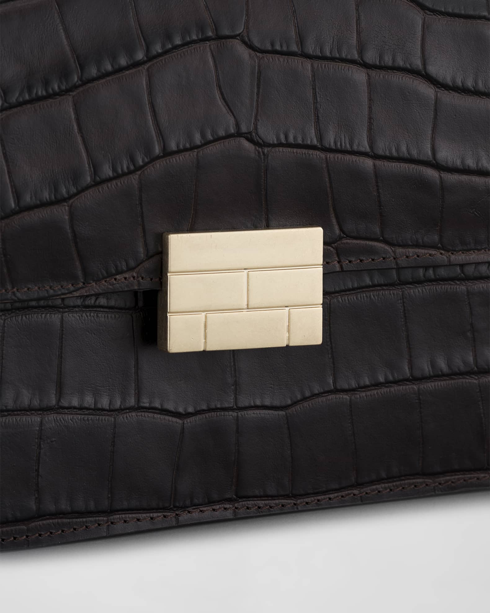 FRAME Le Signature Small CrocEmbossed TopHandle Bag Neiman Marcus