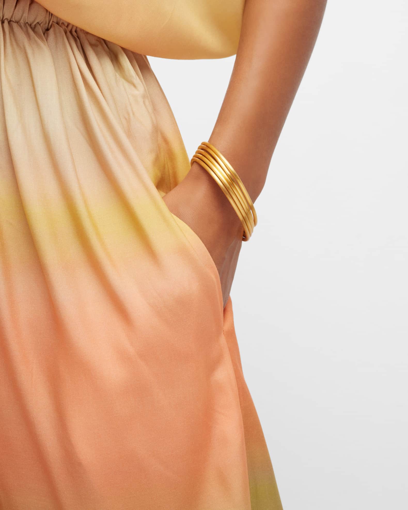 Brushed Gold Bangles, Set of 5 1