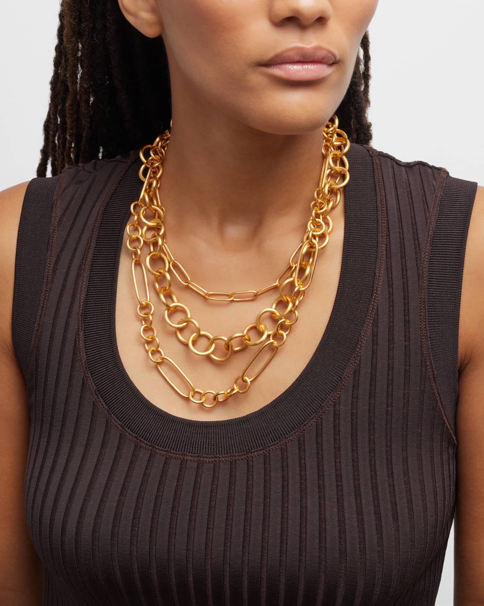 NEST Jewelry 24K Gold-Plated Multi-Layer Chain Necklace