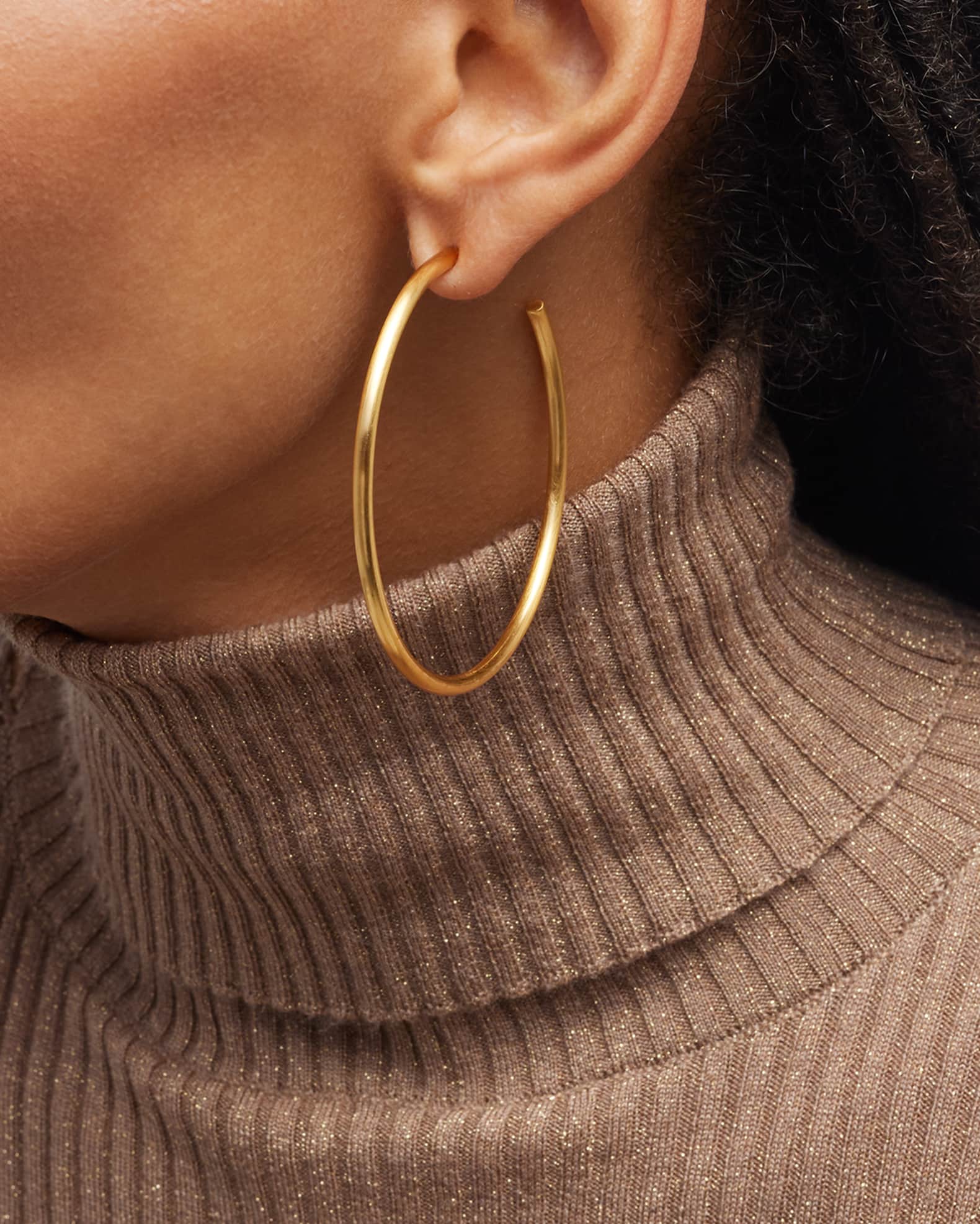 NEST Jewelry 24K Gold Plated Skinny Hoop Earrings Neiman Marcus