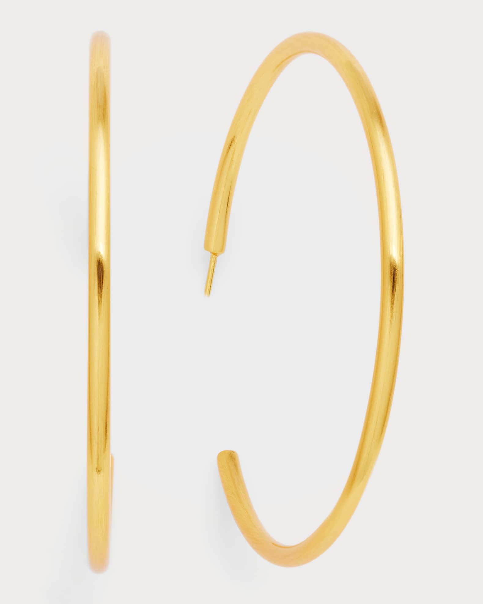 NEST Jewelry 24K Gold-Plated Skinny Hoop Earrings | Neiman Marcus