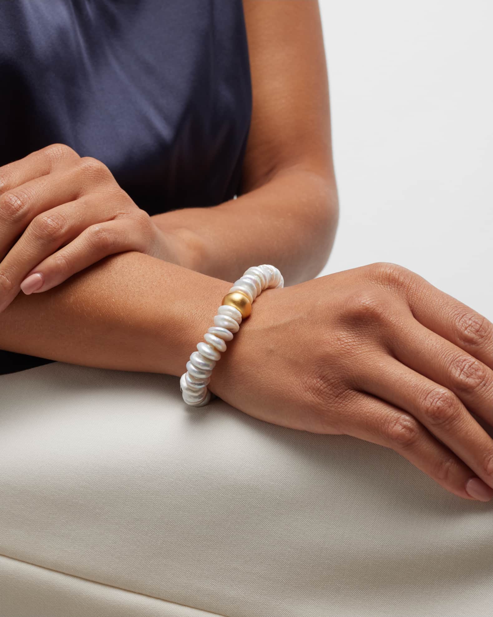 Baroque Pearl Disc Beaded Bracelet 1