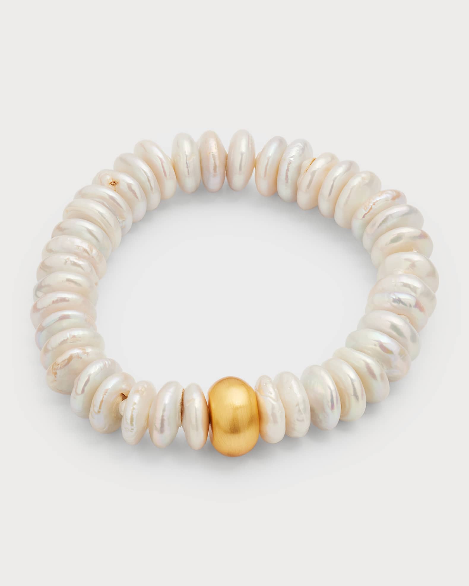 Baroque Pearl Disc Beaded Bracelet 0