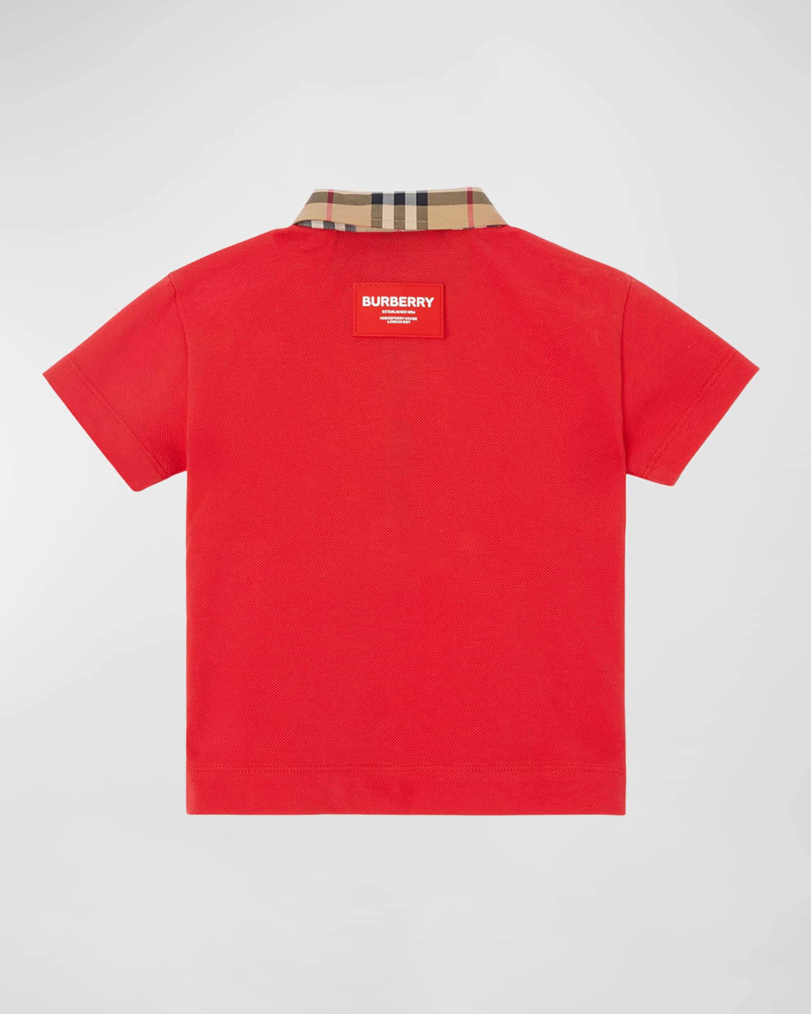 Burberry Boy's Johane Micro Check Polo Shirt, Size 6M-2 | Neiman
