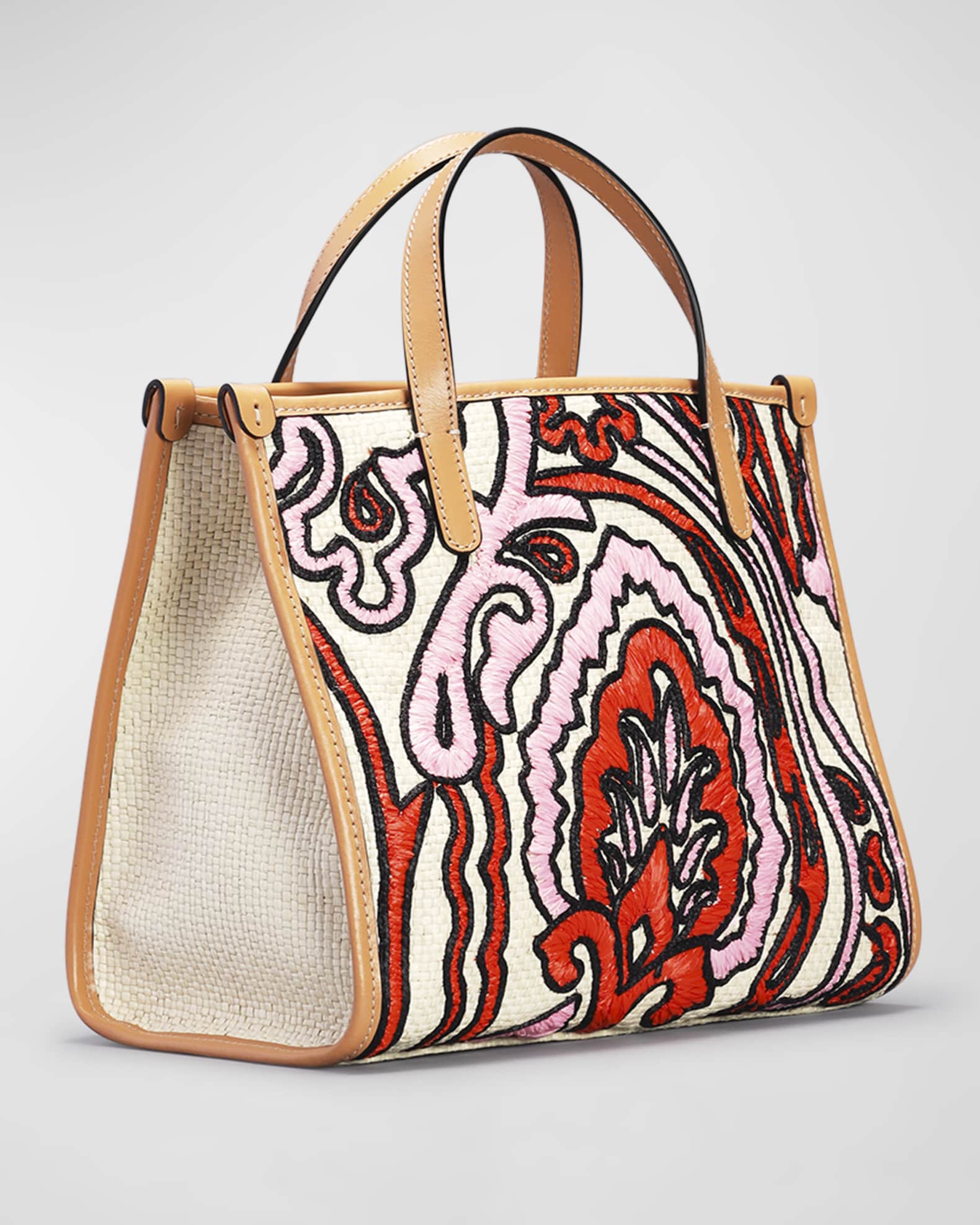 Etro Globetrotter Pattern Raffia Tote Bag Neiman Marcus
