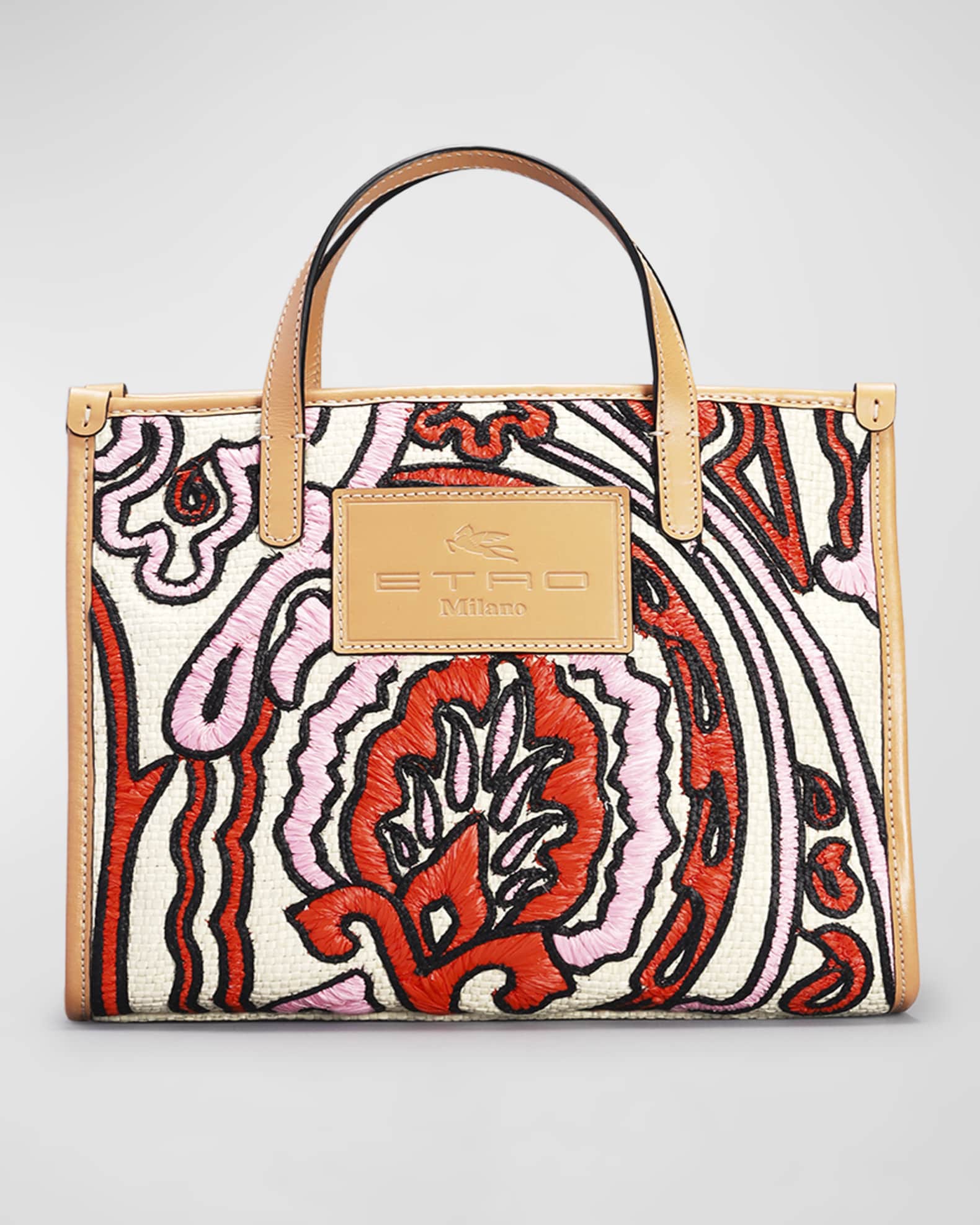 Etro Globetrotter Pattern Raffia Tote Bag Neiman Marcus