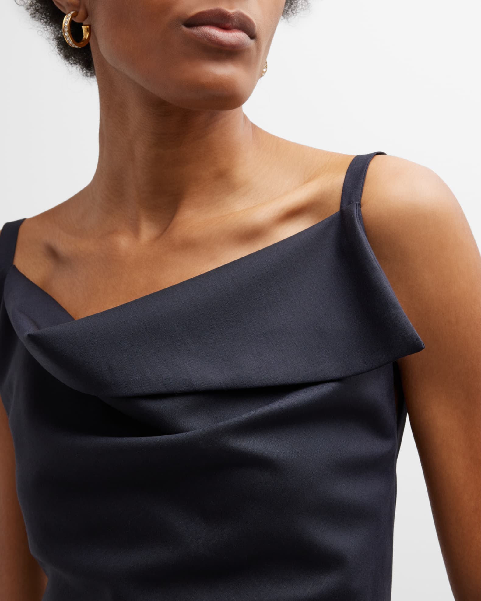 THE ROW Berna Draped Wool Midi Dress with Open Back | Neiman Marcus