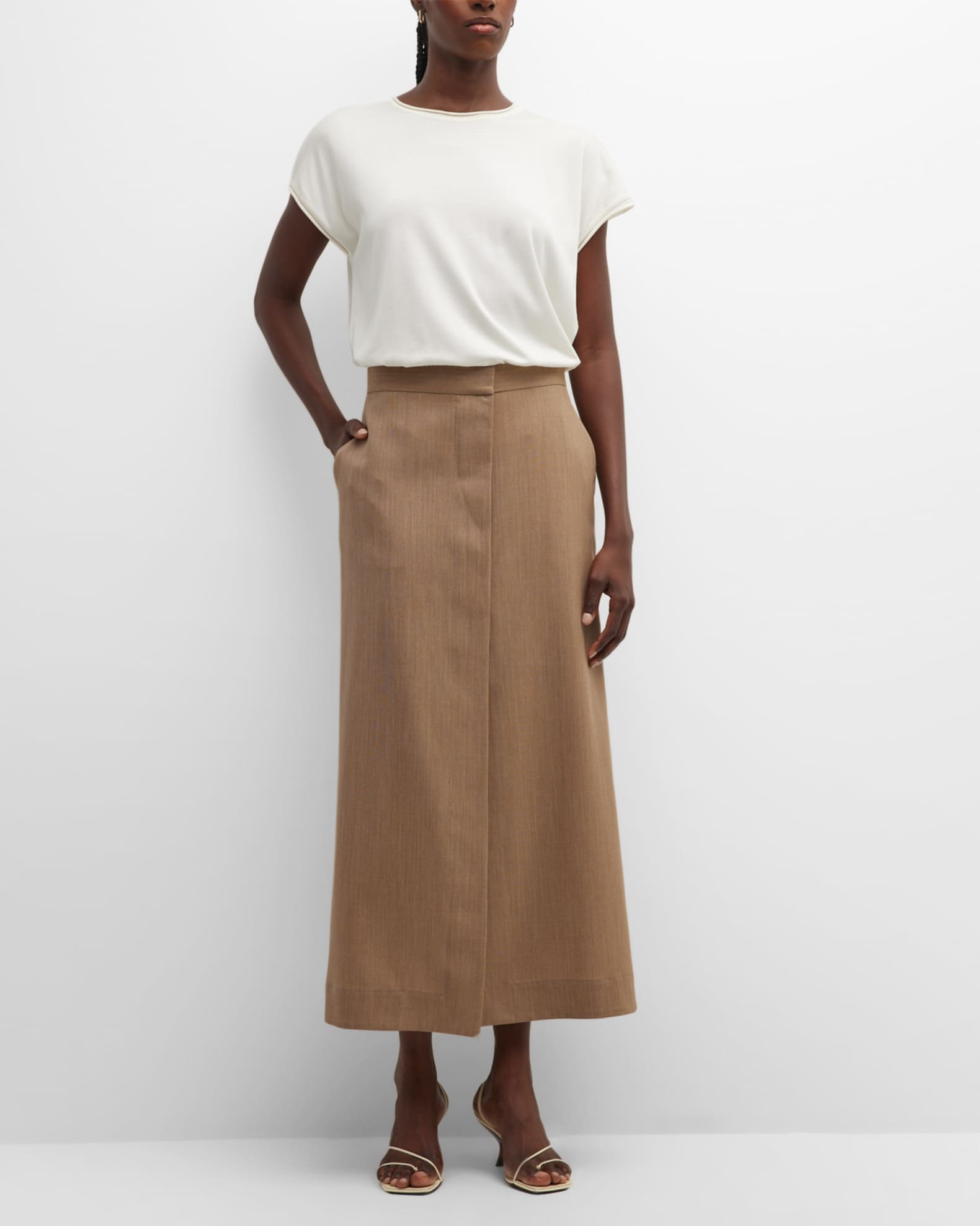 THE ROW Barlow Tailored Wool Maxi Skirt | Neiman Marcus